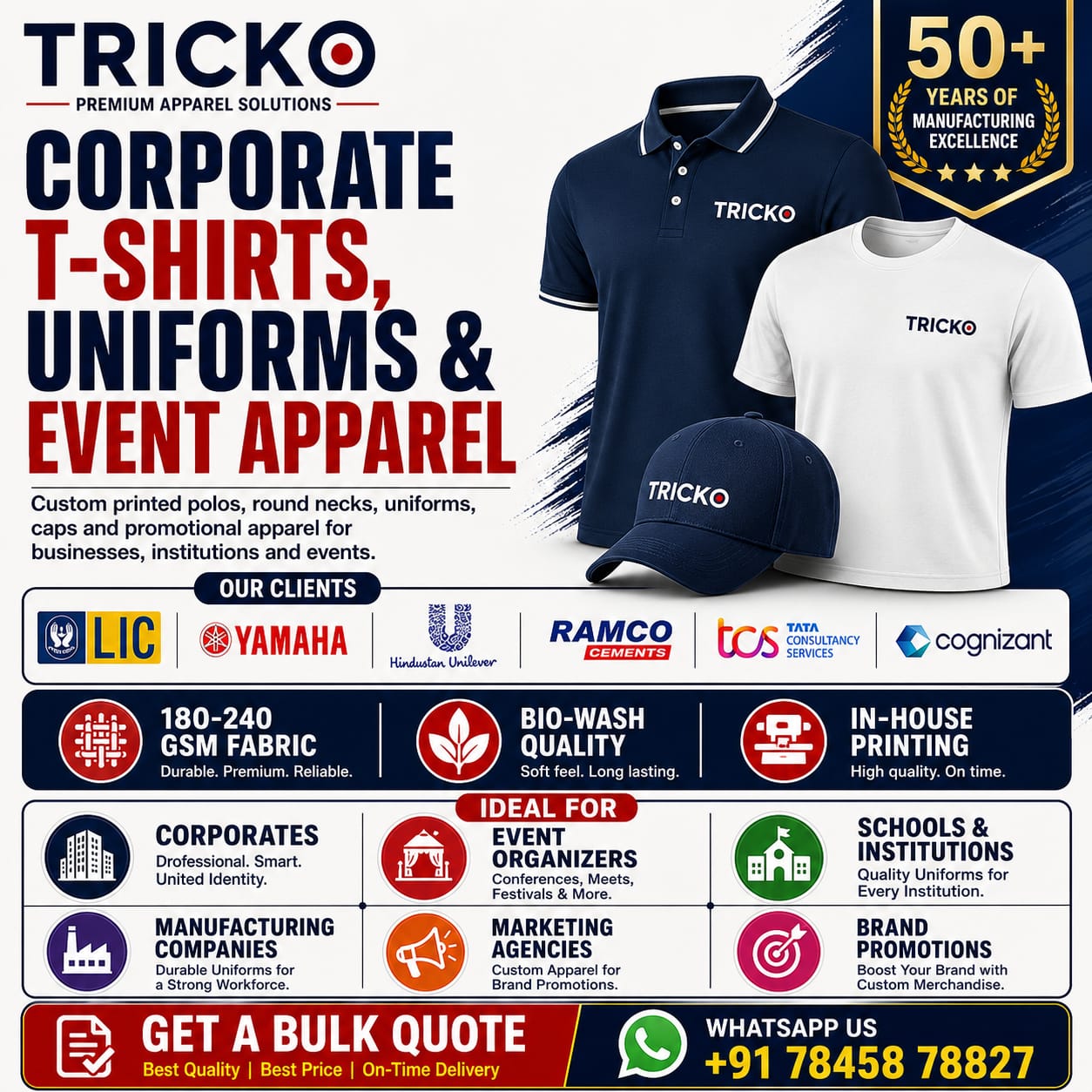Shanmuga apparels Corporate uniform Manufactururer Facebook ad: Chat with us