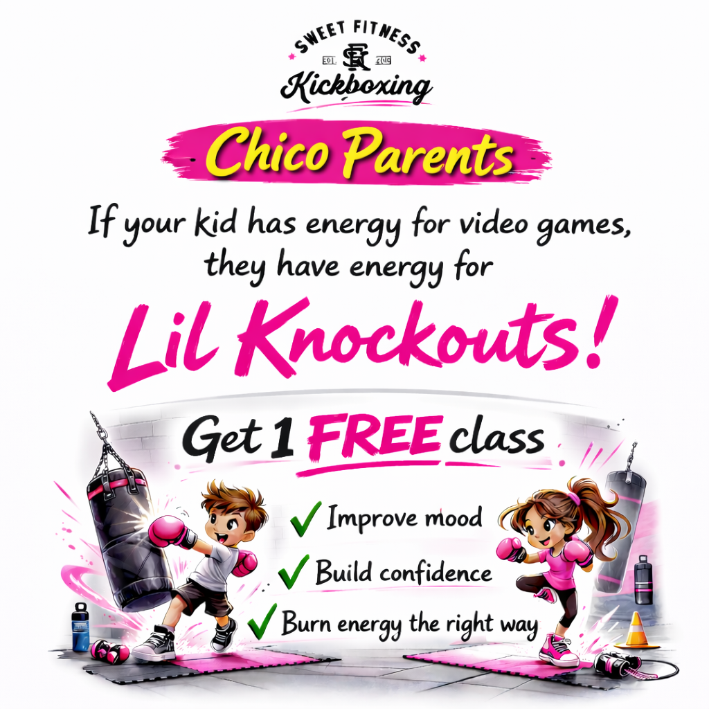 Sweet Fitness Kickboxing - Chico Facebook ad: First Class Is FREE