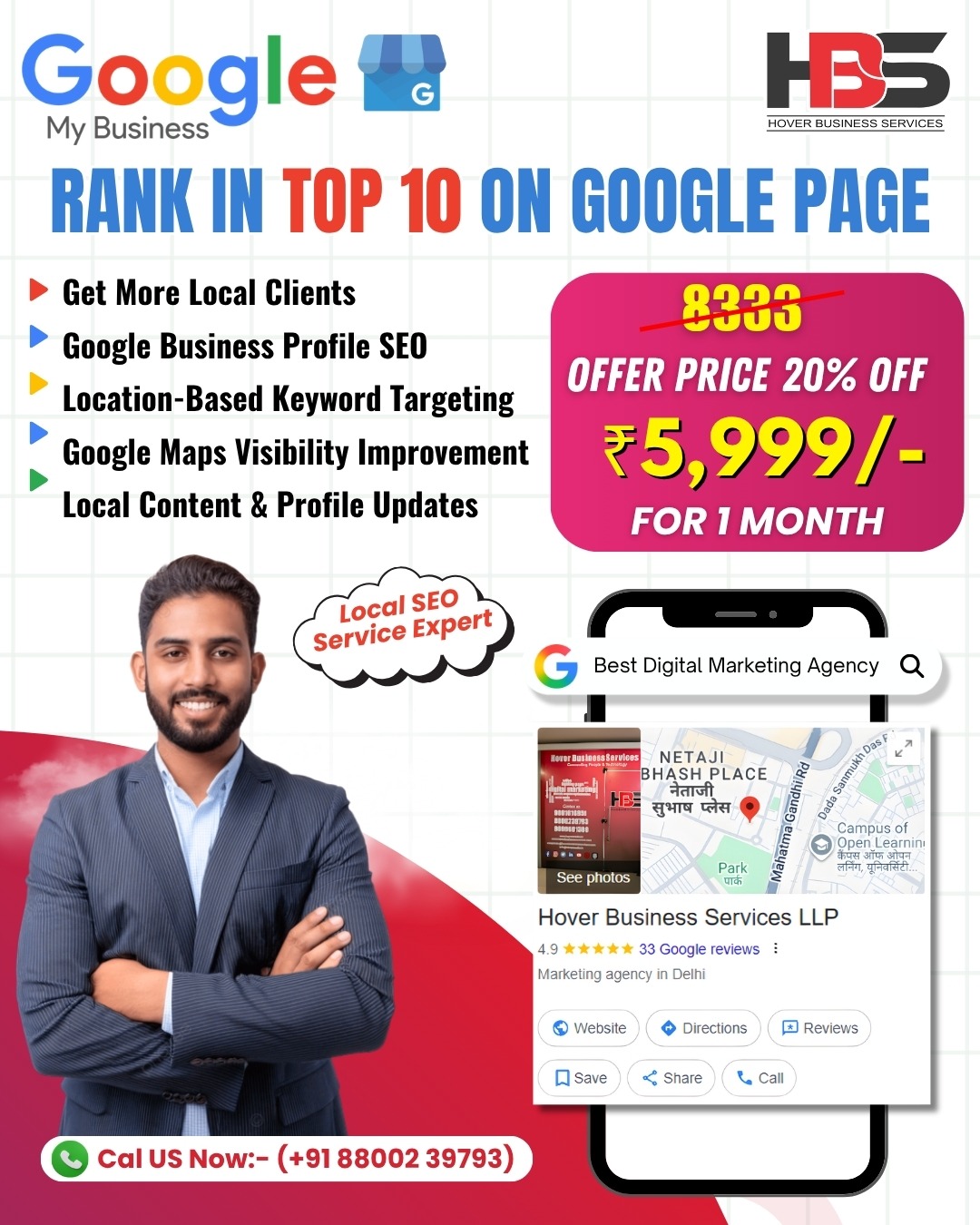 Hover Business Services LLP Facebook ad: Limited-Time Offer, Get Your Business in Google Top 10