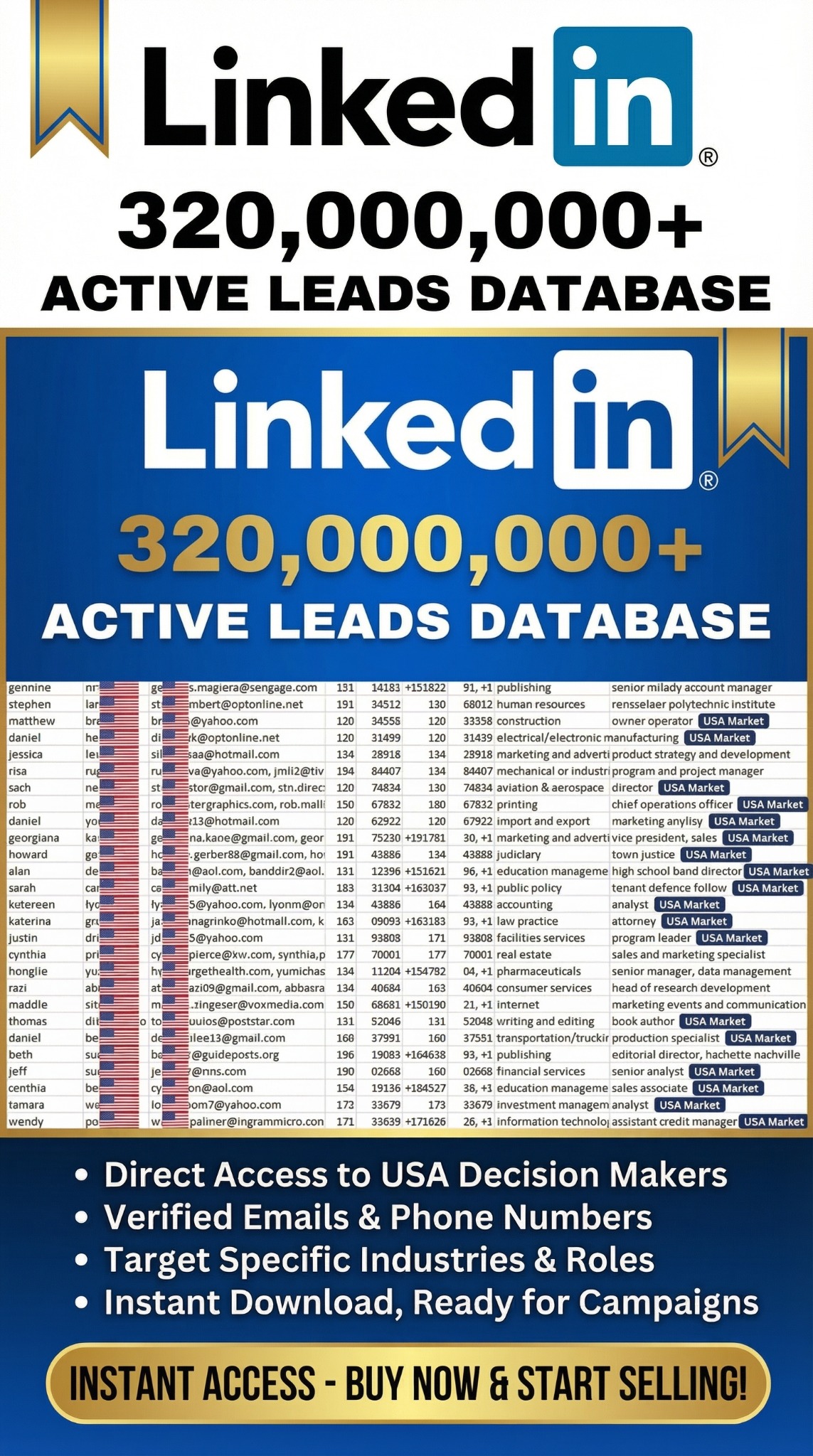 pixcart.co Facebook ad: 320M+ Verified LinkedIn Leads That Convert