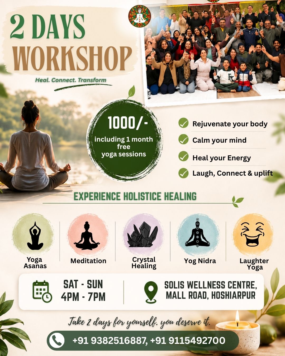 Divine Soul Yoga Facebook ad: 2 Days to Reset Your Mind & Body