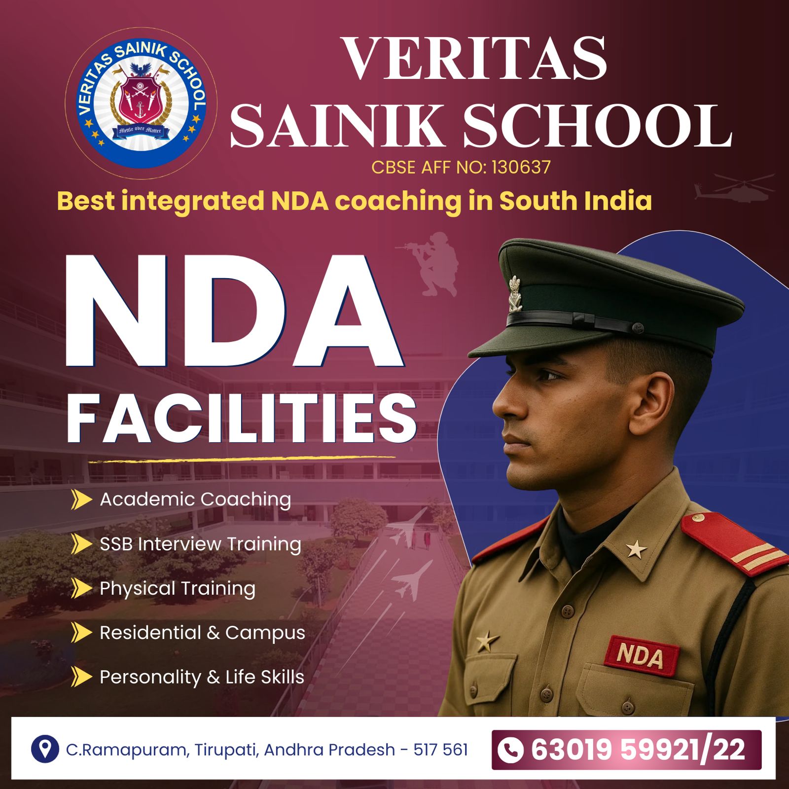 Veritas Sainik School Facebook ad: NDA Coaching in Tirupati