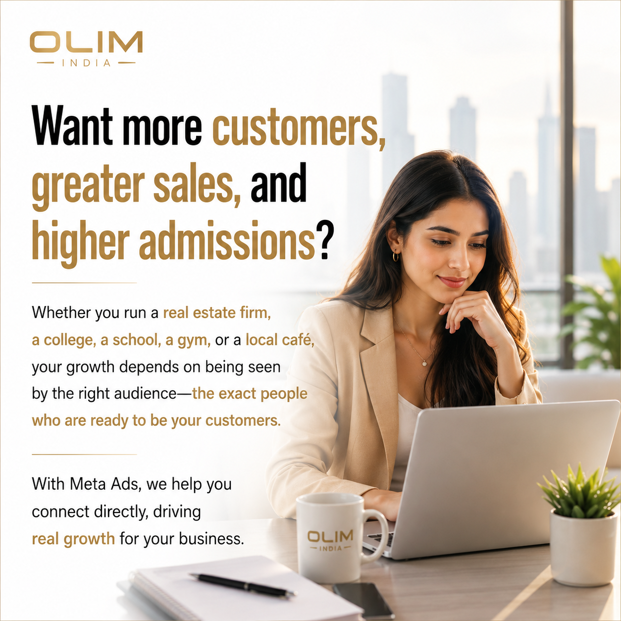 Olim India Facebook ad: More visibility creates more opportunities.