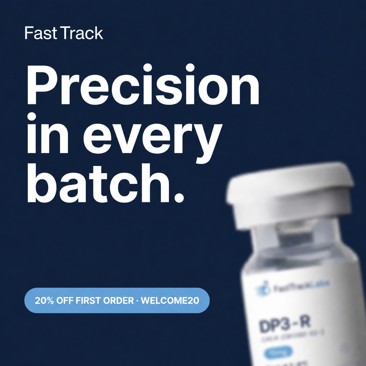 Fast Track USA Facebook ad: 99%+ Purity, COA on Every Order