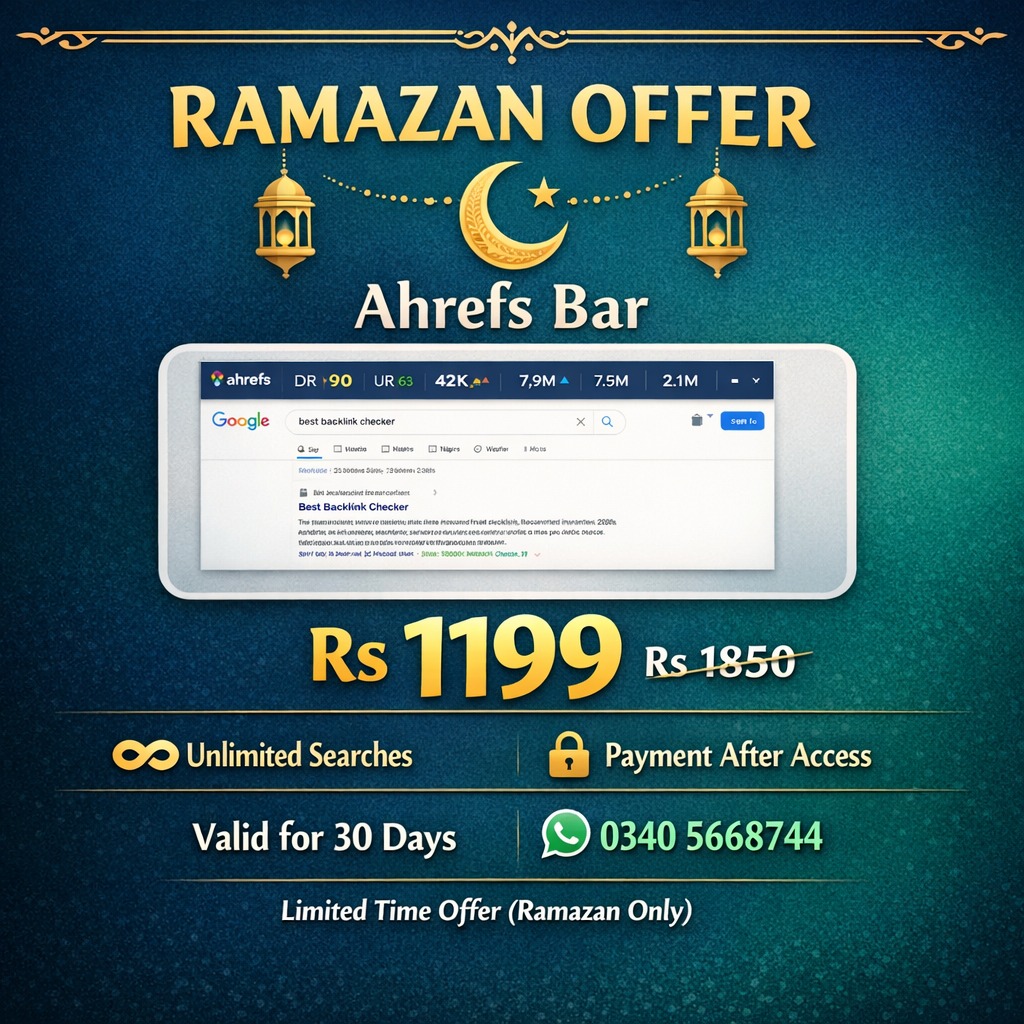 SEO Tools Agency Facebook ad: RAMAZAN OFFER, Ahrefs Bar Access