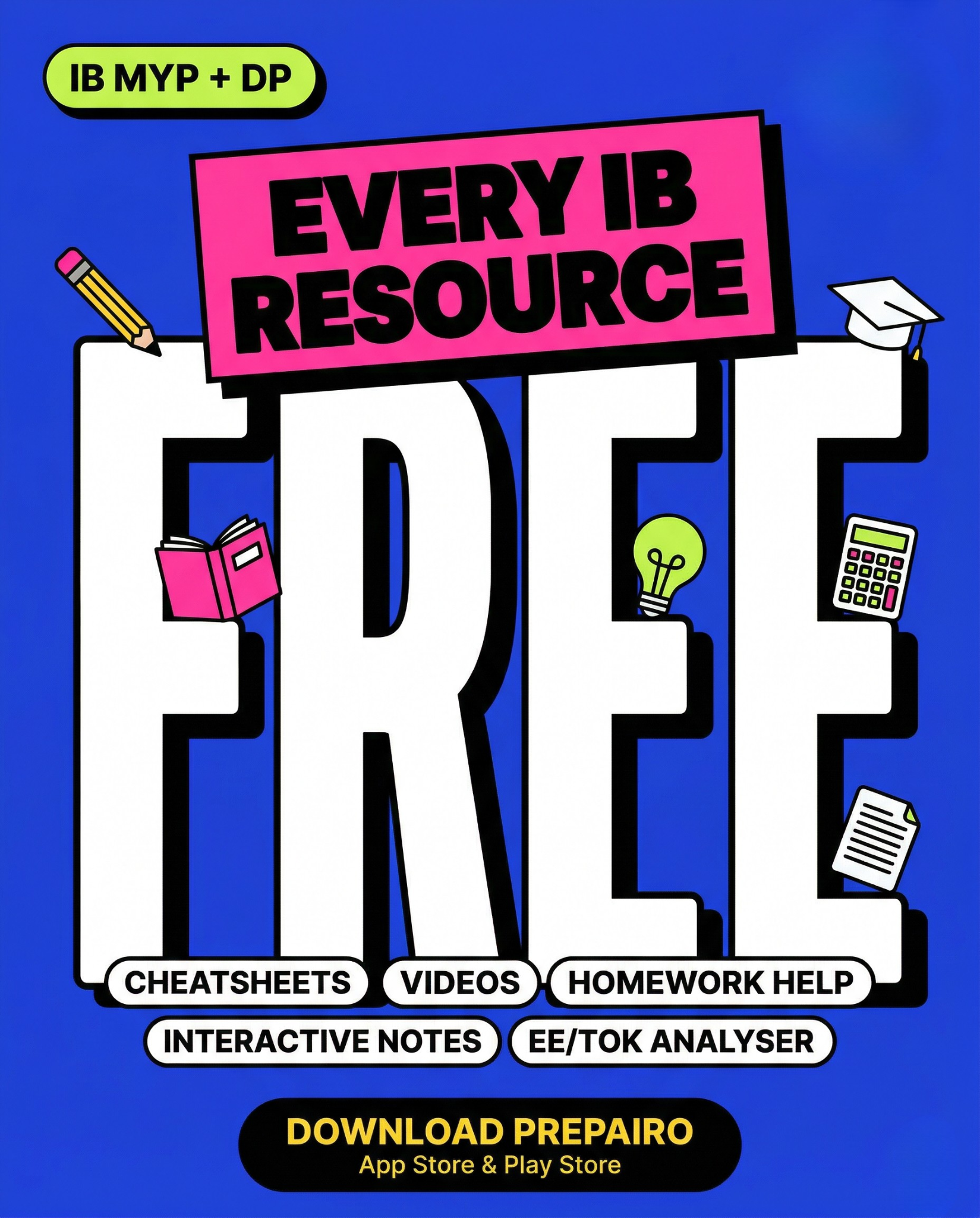 PrepAiro IB Facebook ad: Every IB resource you need.