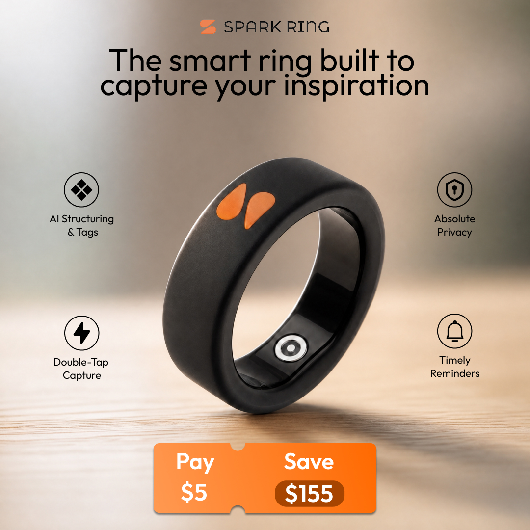 Spark Ring Facebook ad: The World’s First Smart Ring for Capturing Ideas