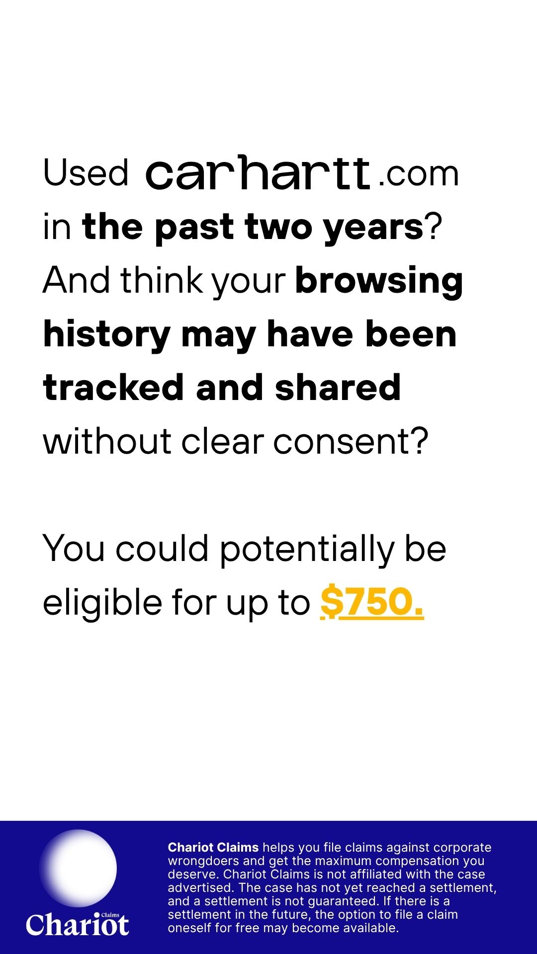 Chariot Claims - formerly ClaimClam Facebook ad