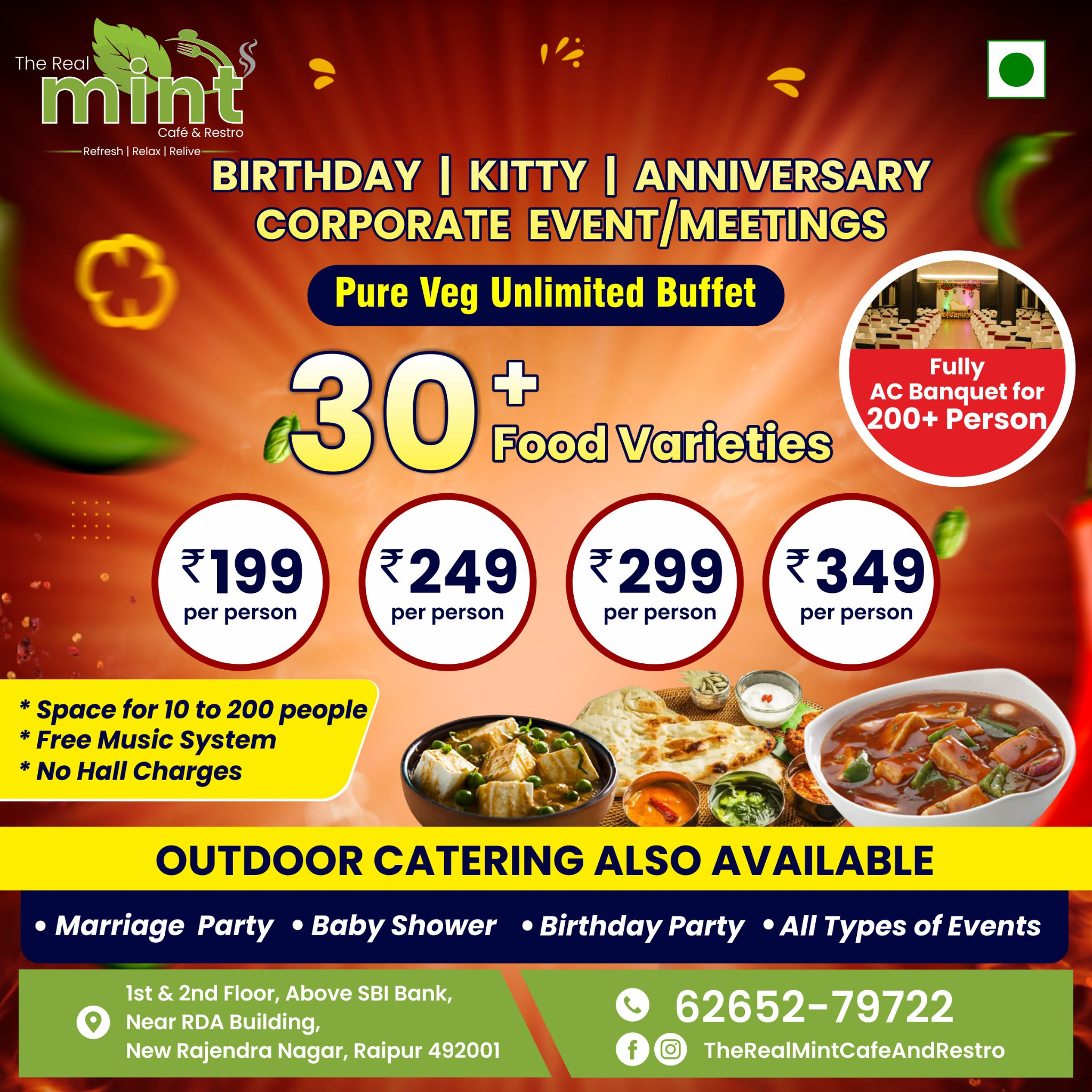 The Real Mint Cafe & Restro Facebook ad: बुकिंग के लिए अभी व्हाट्सप्प करें