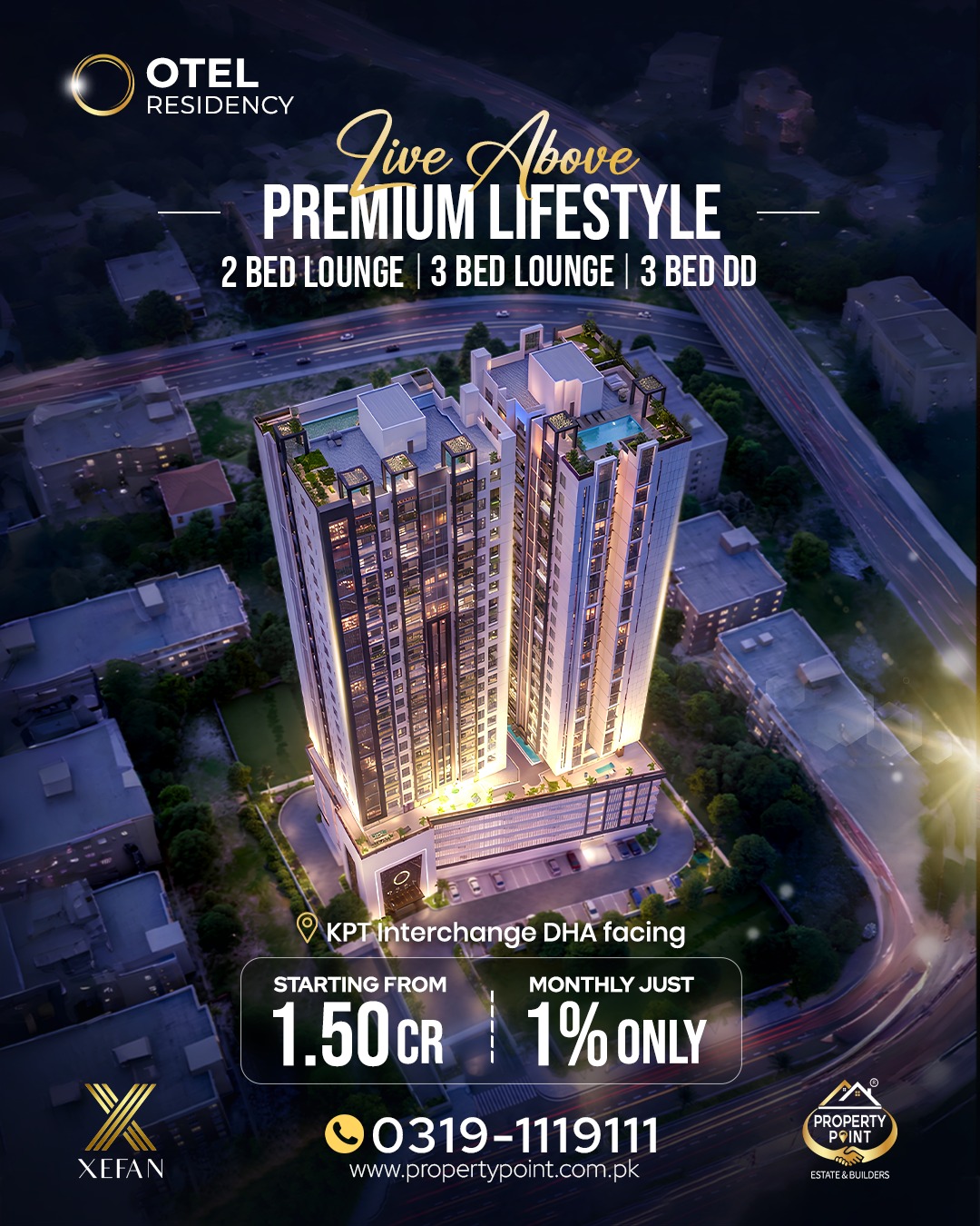 Otel Residency Facebook ad: Luxury Apartments Starting From PKR 1.50 Crore