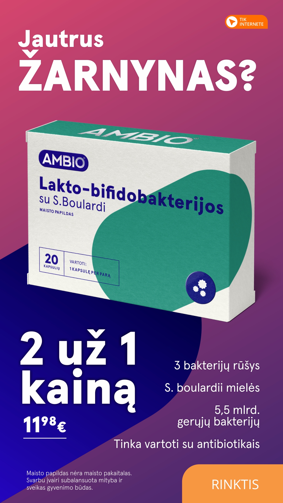 Gintarinė Vaistinė Facebook ad: 5,5 mlrd. gerųjų bakterijų