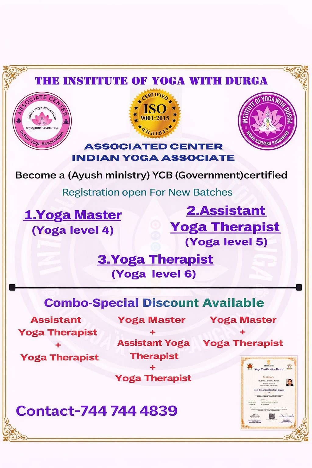 Institute of Yoga with Durga Facebook ad from Feb 12, 2026