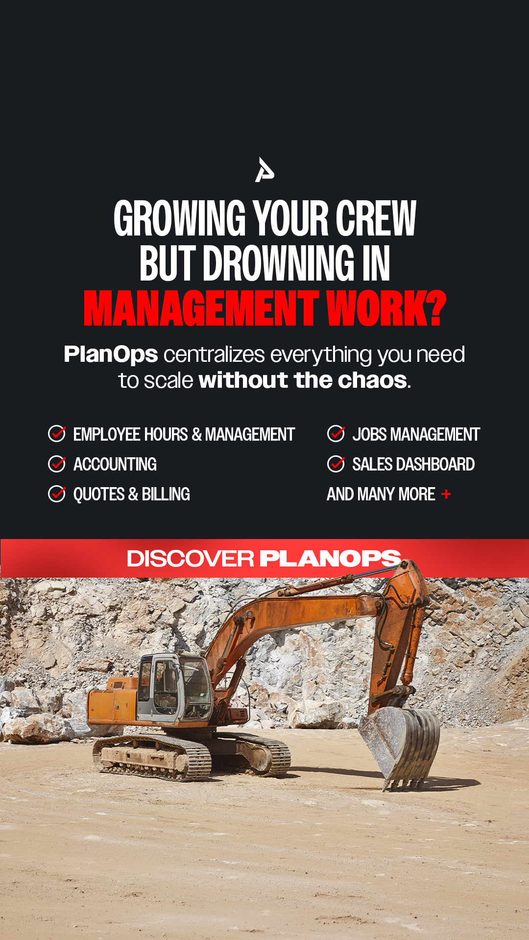 PlanOps. Facebook ad: Send your quote before you leave the job site