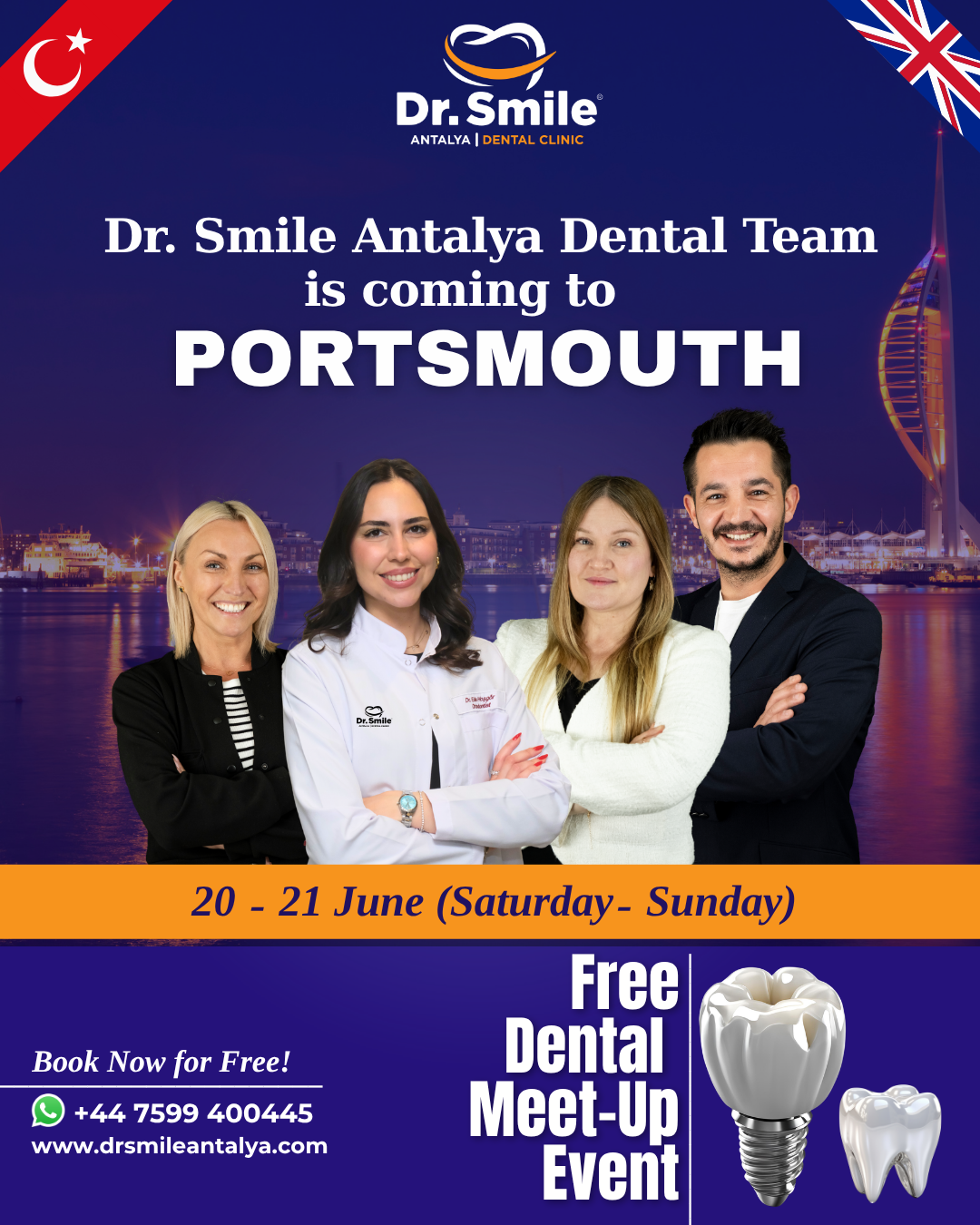 Dr Smile Antalya Dental Clinic Facebook ad: FREE DENTAL MEET-UP!