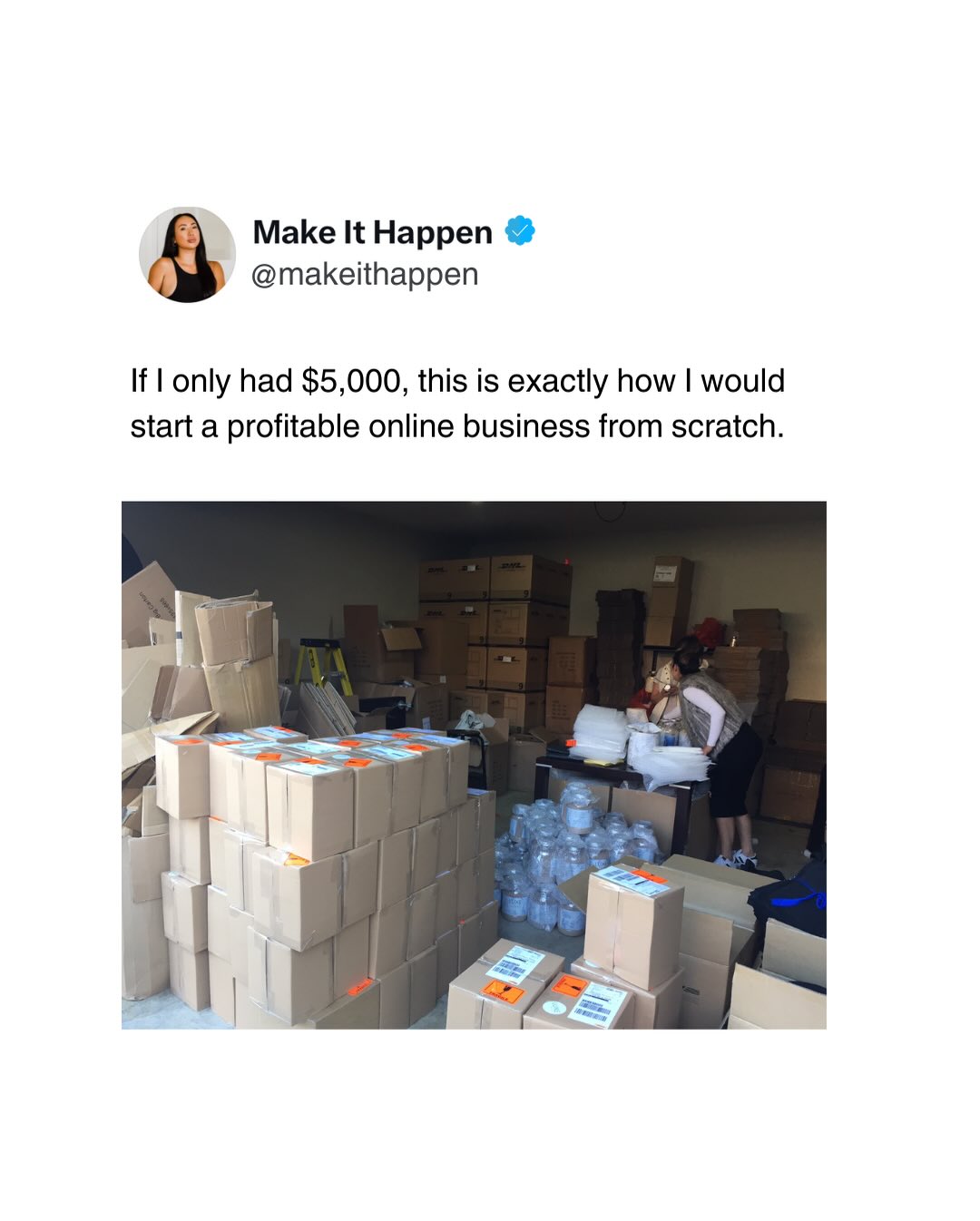 Make It Happen Facebook ad: Starting an online business doesn’t take a huge…