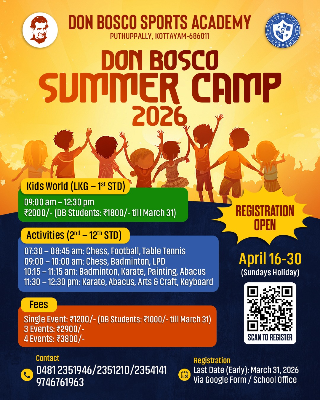 Don Bosco Central School Puthuppally Facebook ad: DON BOSCO SPORTS ACADEMY