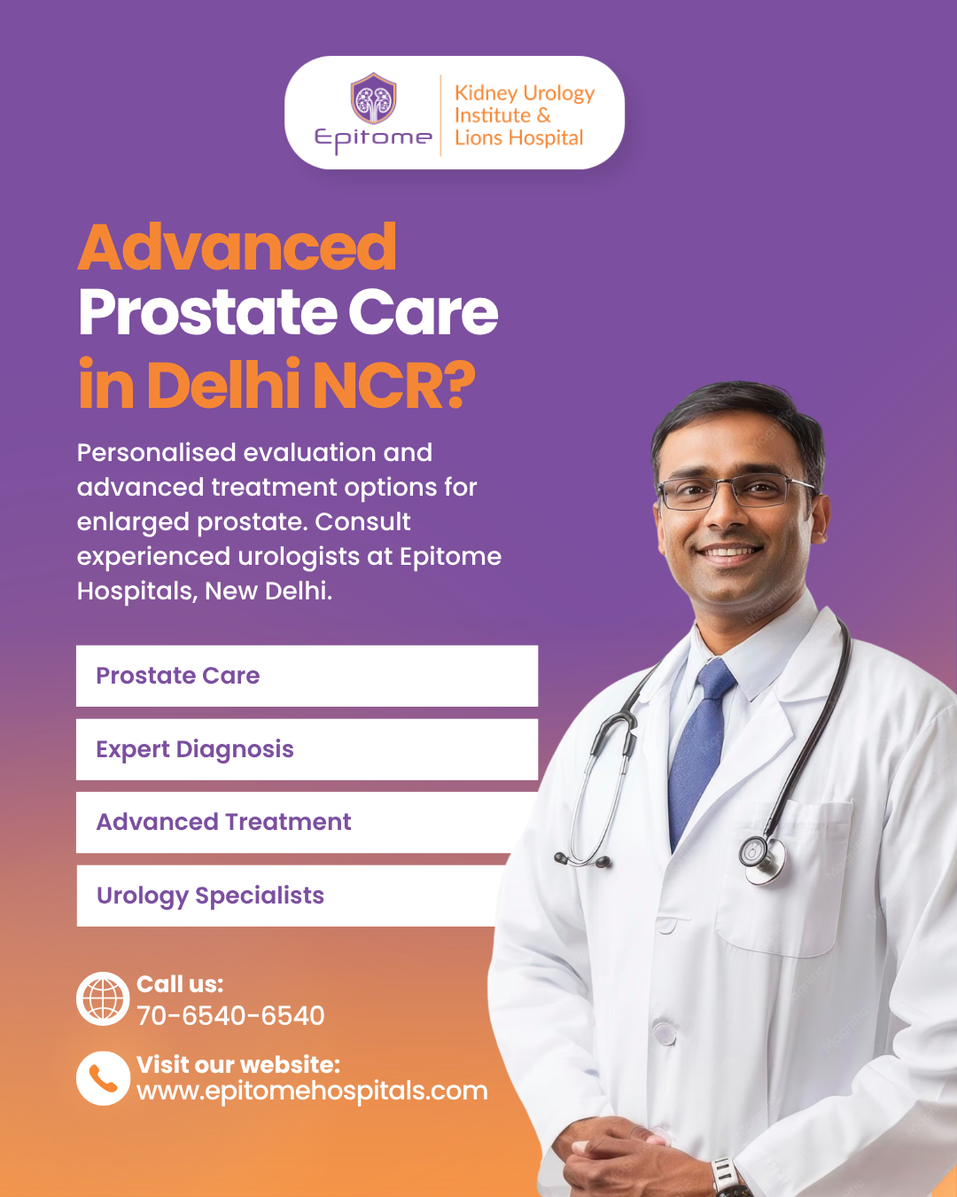 Epitome Hospitals Facebook ad: Advanced Prostate Care in Delhi NCR