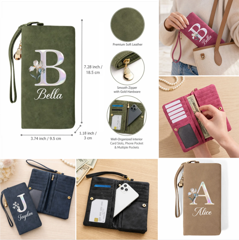 MilaGift Facebook ad: Personalized Pearly Luster Birth Flower Long PU Leather…