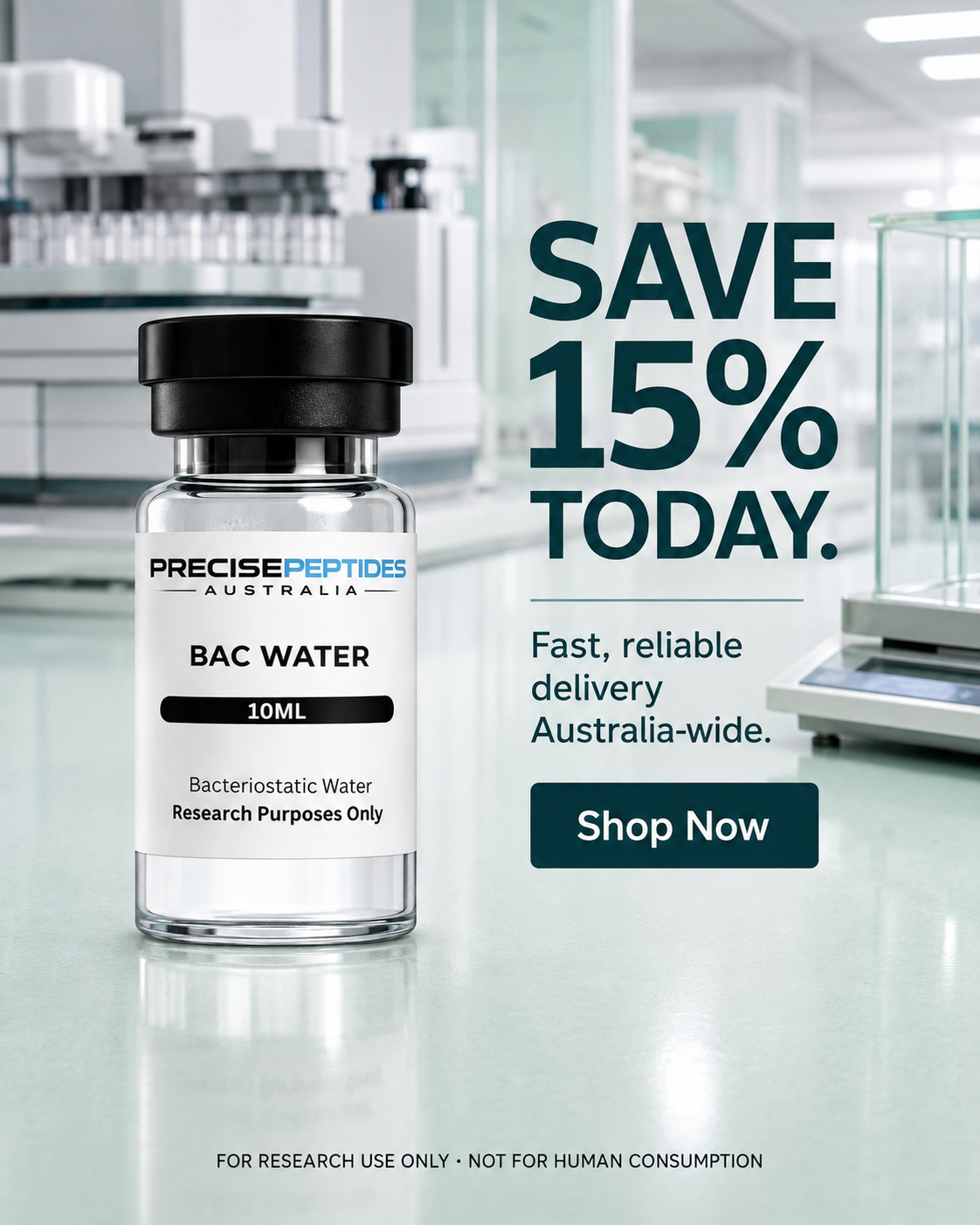 Precise Peptides Australia Facebook ad: 15% Off Your First Order