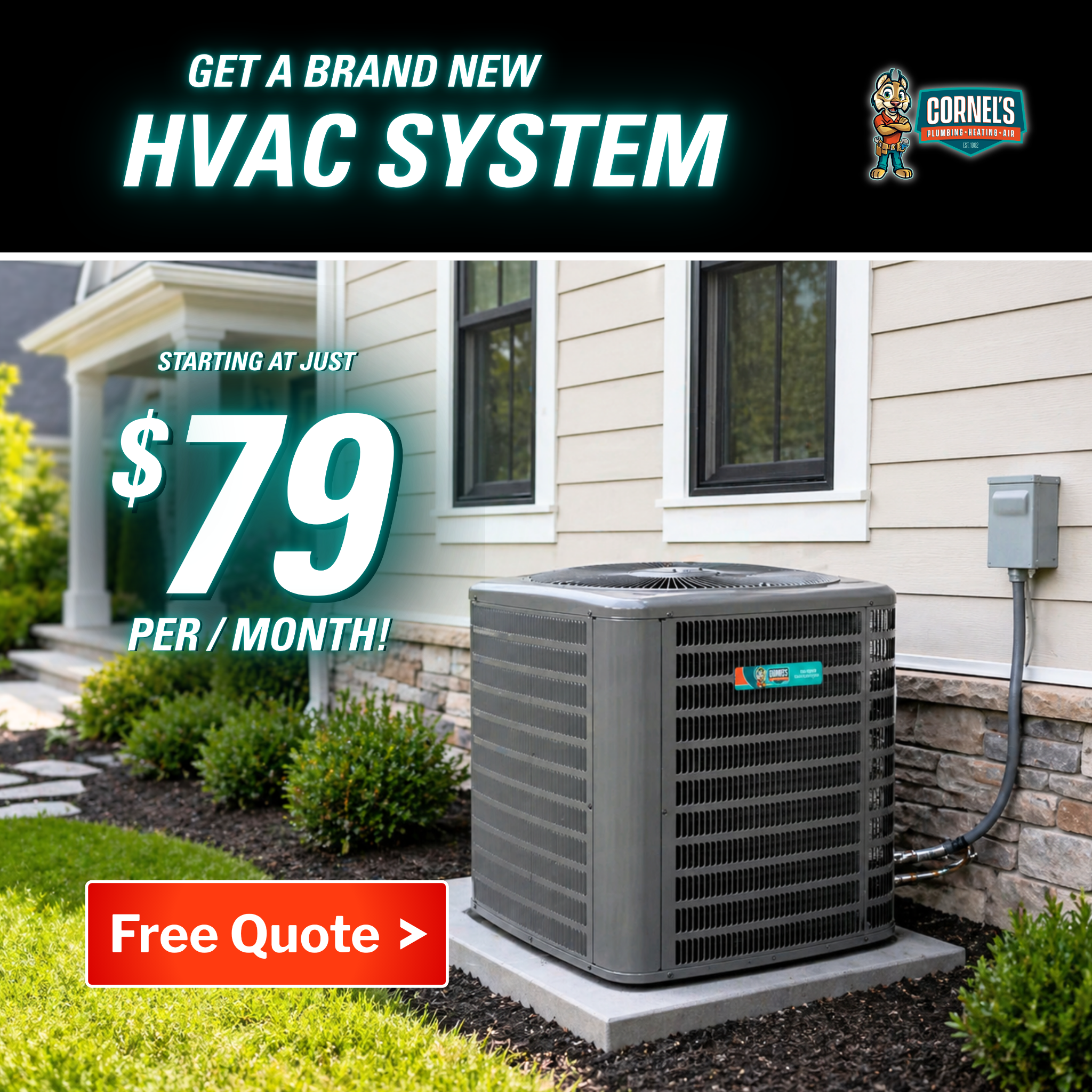 Cornel’s Plumbing, Heating & Air Conditioning Facebook ad