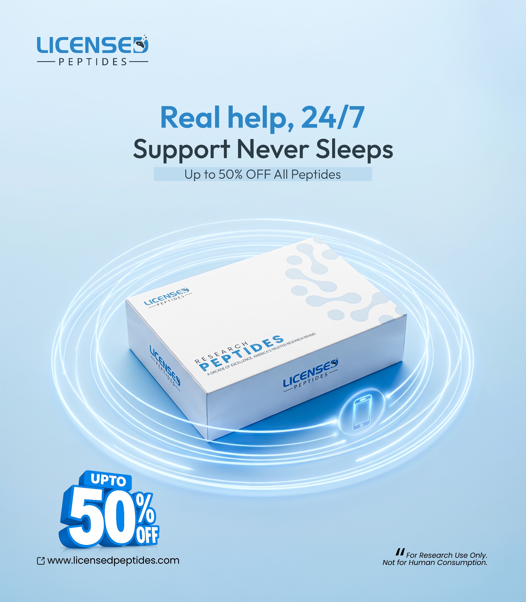Licensed Peptides Research Updates Facebook ad