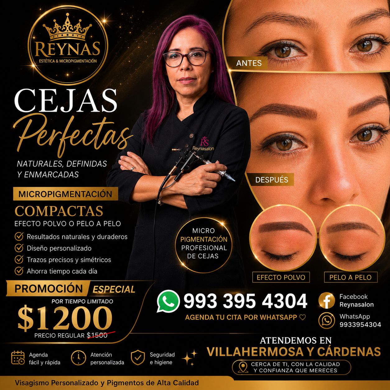 ReynaSalon Facebook ad: MICROPIGMENTACIÓN DE CEJAS y LABIOS$1200