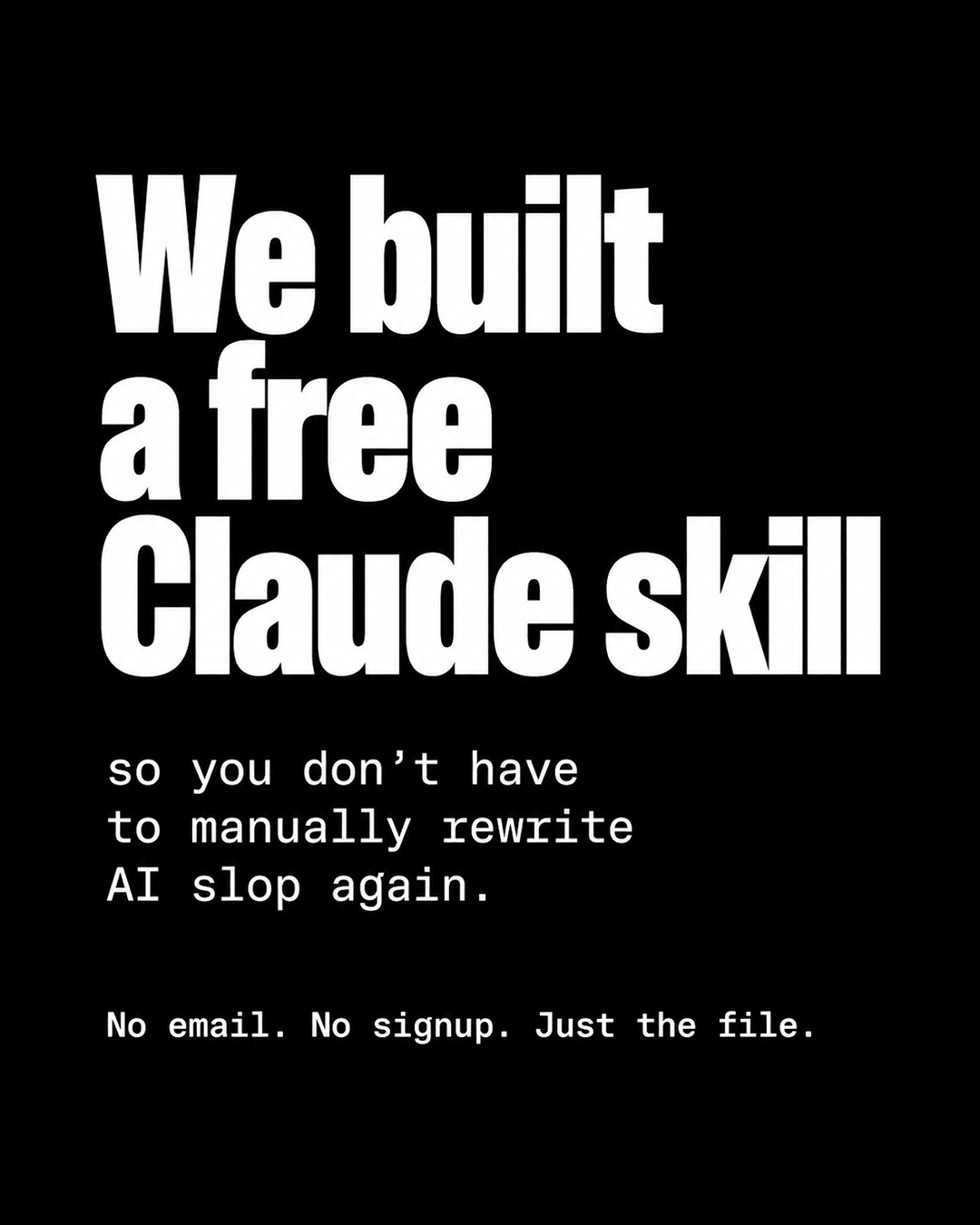 Unbland Facebook ad: Get the free Anti-Slop skill