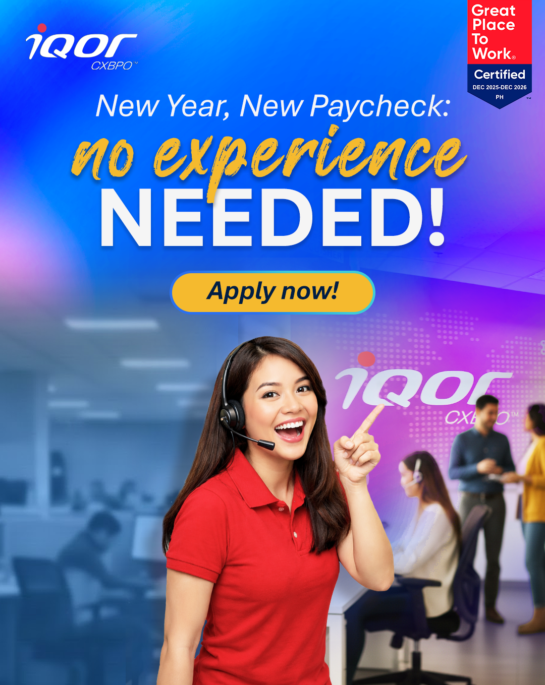 iQor Philippines Facebook ad: Ready, Set, Apply Online Now!