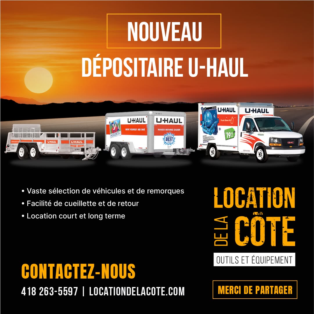 Location De la Côte Facebook ad: Louez un camion/remorque