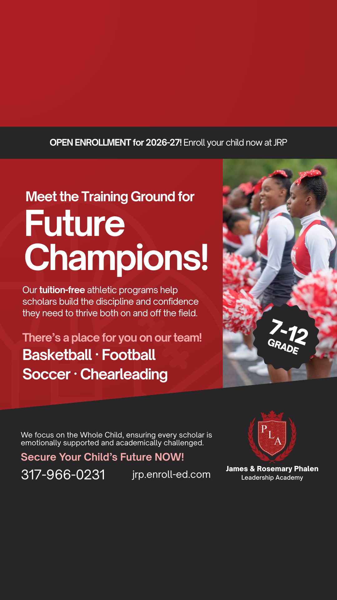 James and Rosemary Phalen Leadership Academy Facebook ad from Mar 20, 2026