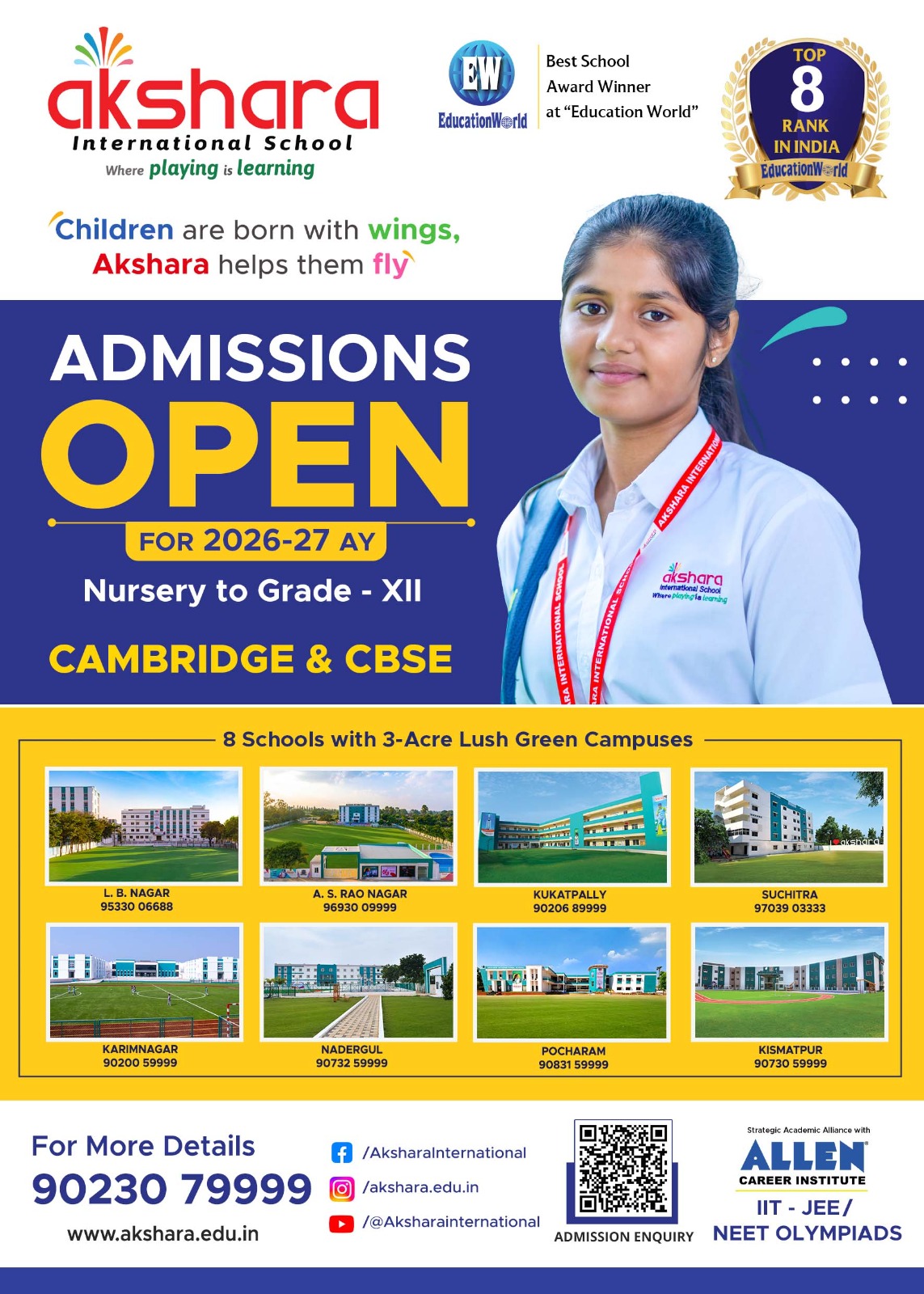 Akshara International School Hyderabad Facebook ad: Enroll for 2026-27, Limited Seats!