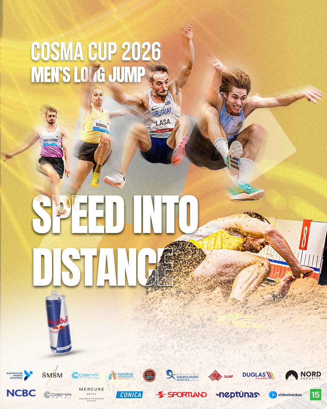 Sporto klubas Cosma Facebook ad: Greitis, atsispyrimas ir skrydis, vyrų šuolis į tolį…