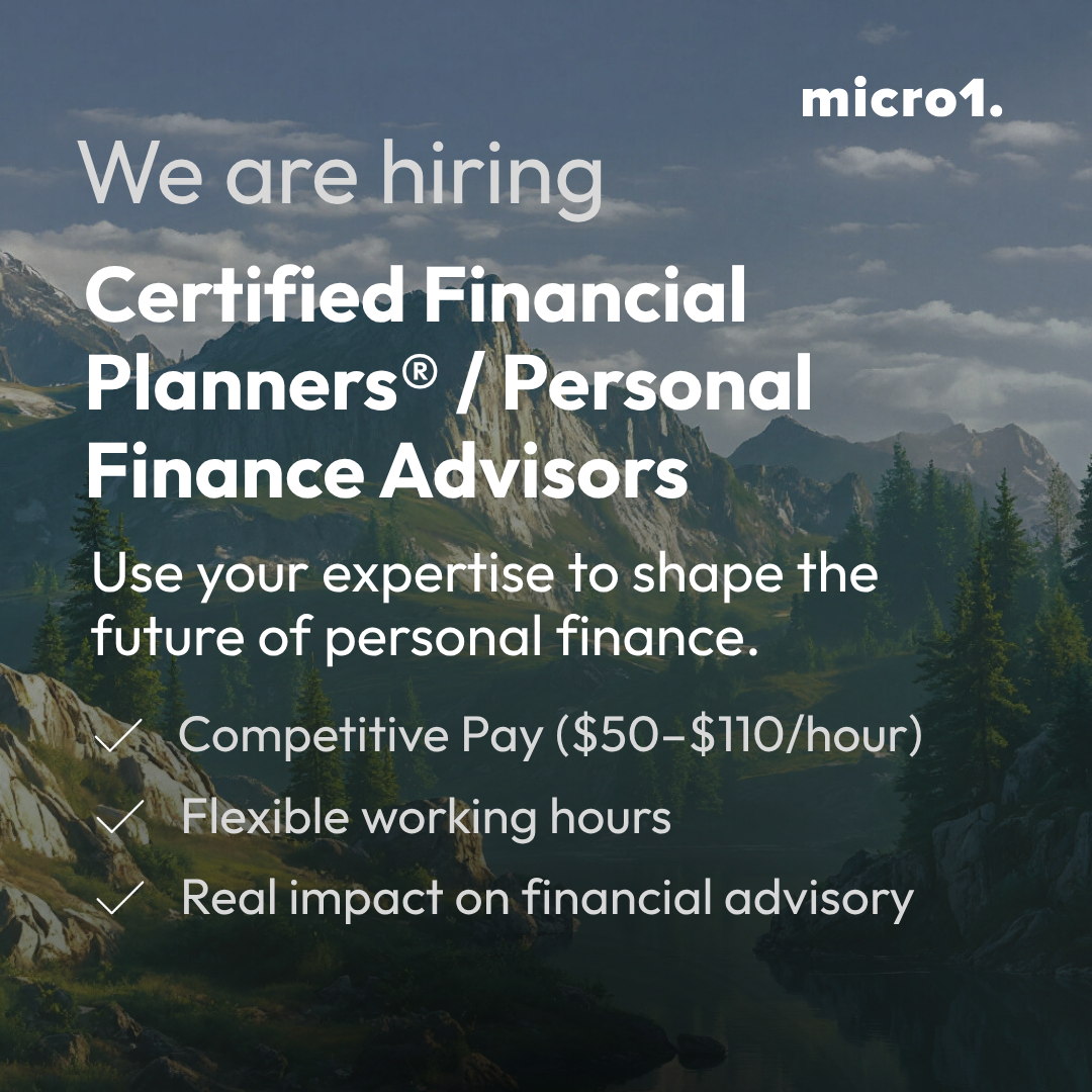 micro1 Facebook ad: Personal Finance Advisor / Certified Financial Planner