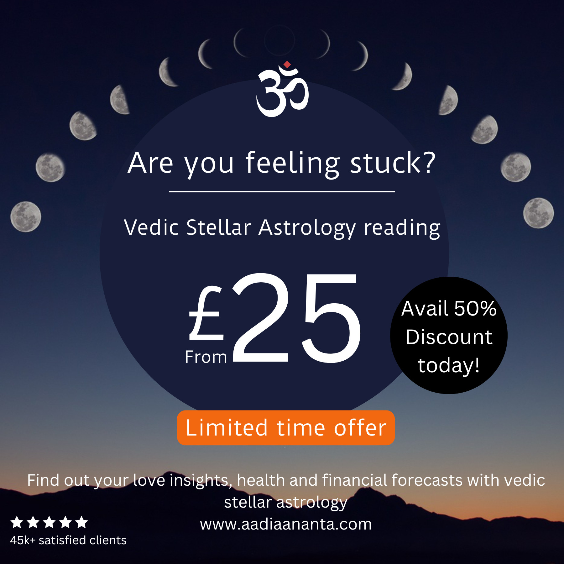 Aadi Aananta Facebook ad: Find Clarity and Balance, Get 50% Off Your Personalised…