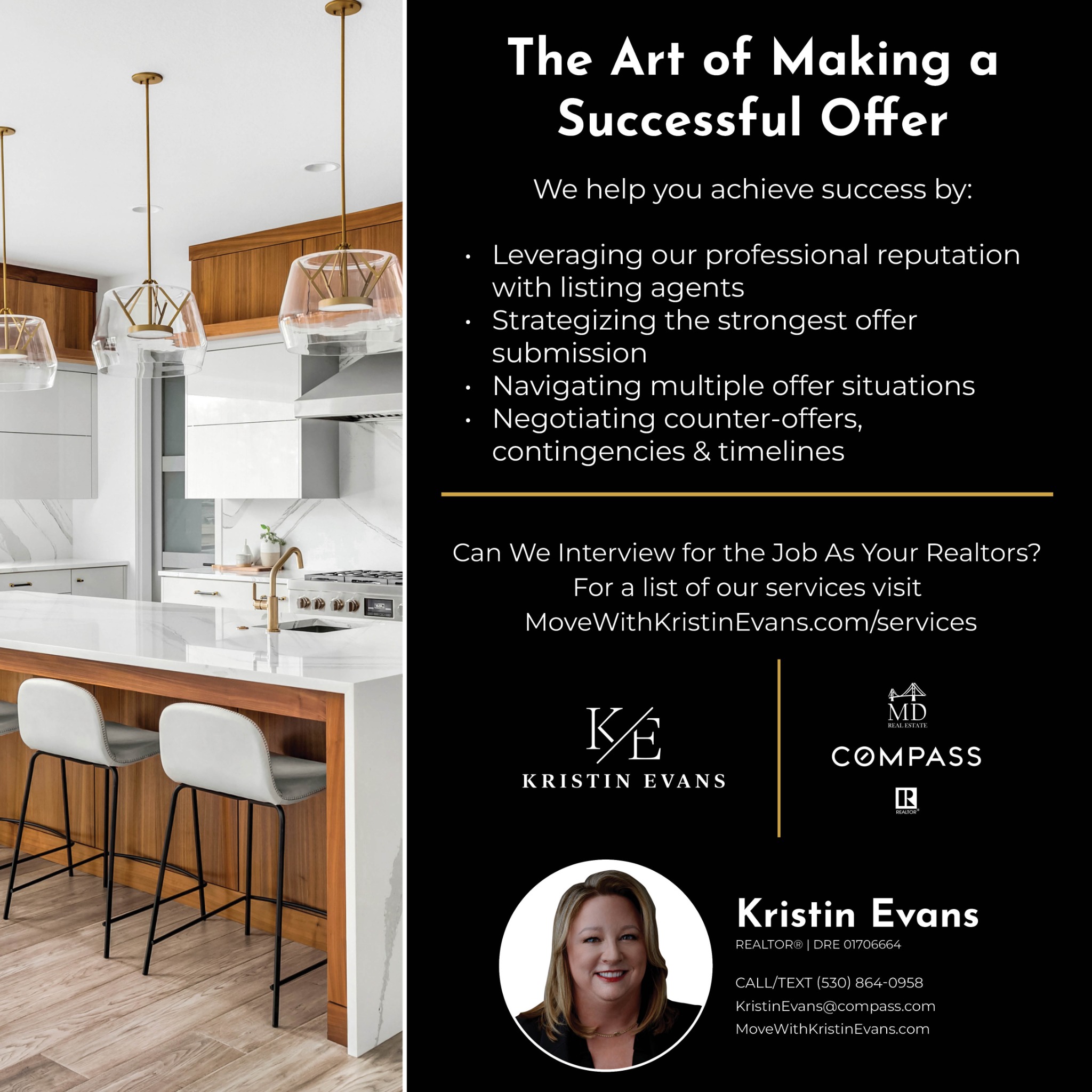 Kristin Evans Real Estate Advisor Facebook ad: Message or Call (530) 864-0958