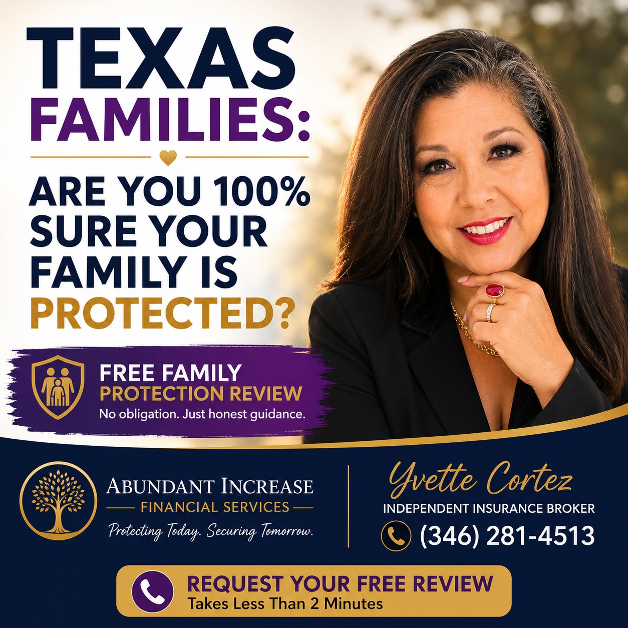 Yvette Cortez - Independent Insurance Broker Facebook ad