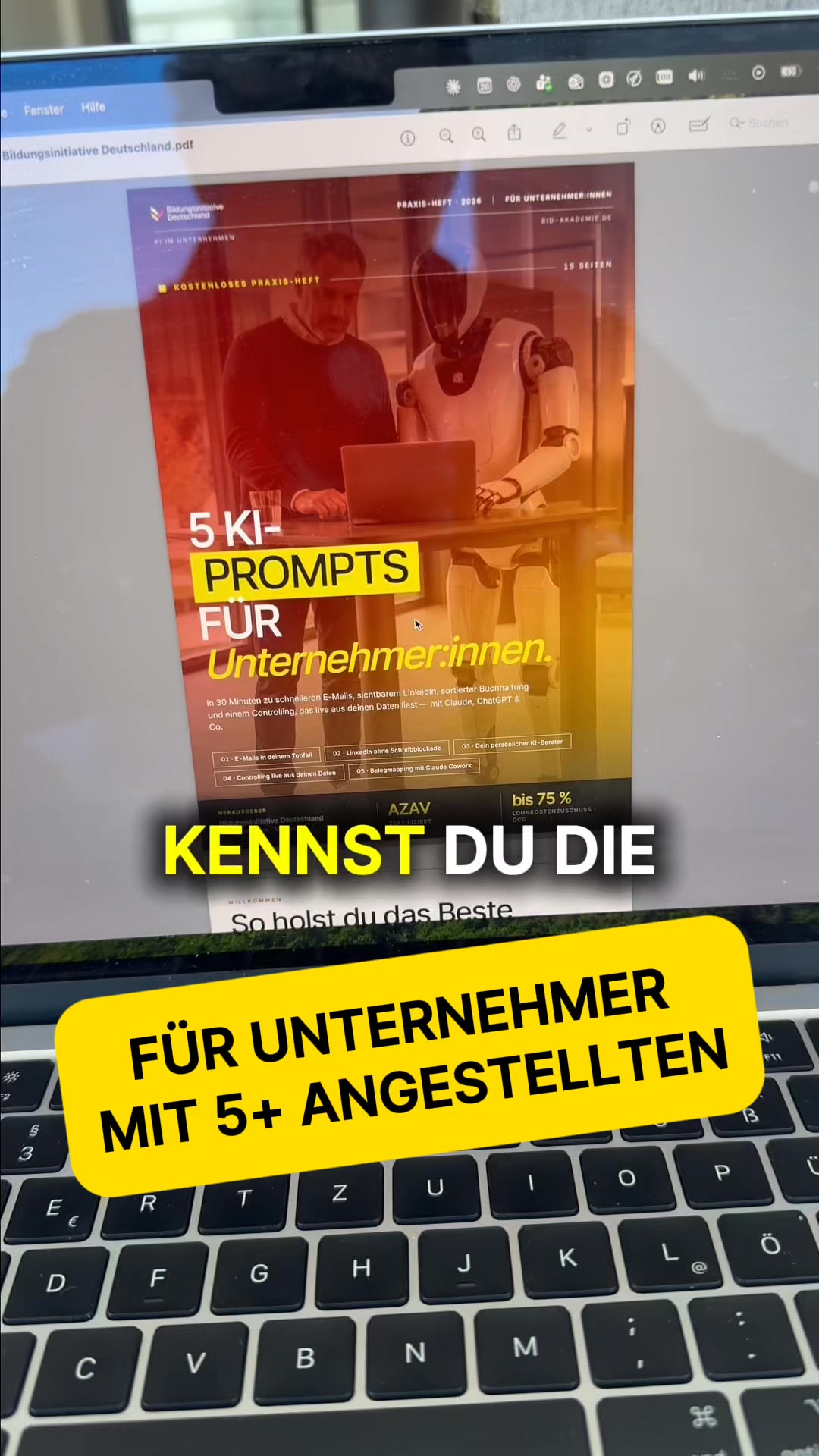 Bildungsinitiative Deutschland Facebook ad: 5 KI-Prompts für Unternehmer:innen