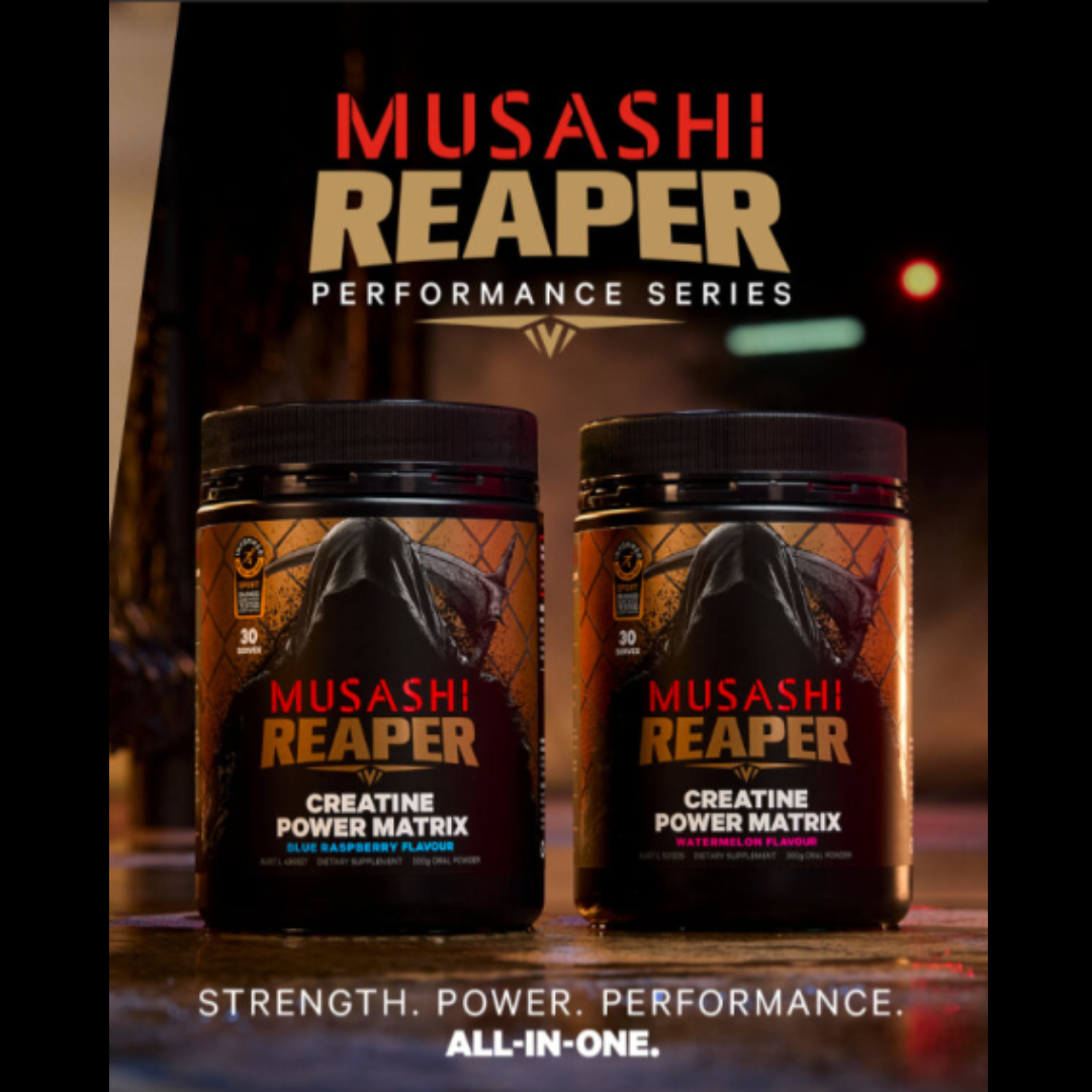 Musashi Nutrition NZ Facebook ad: Train with purpose.
