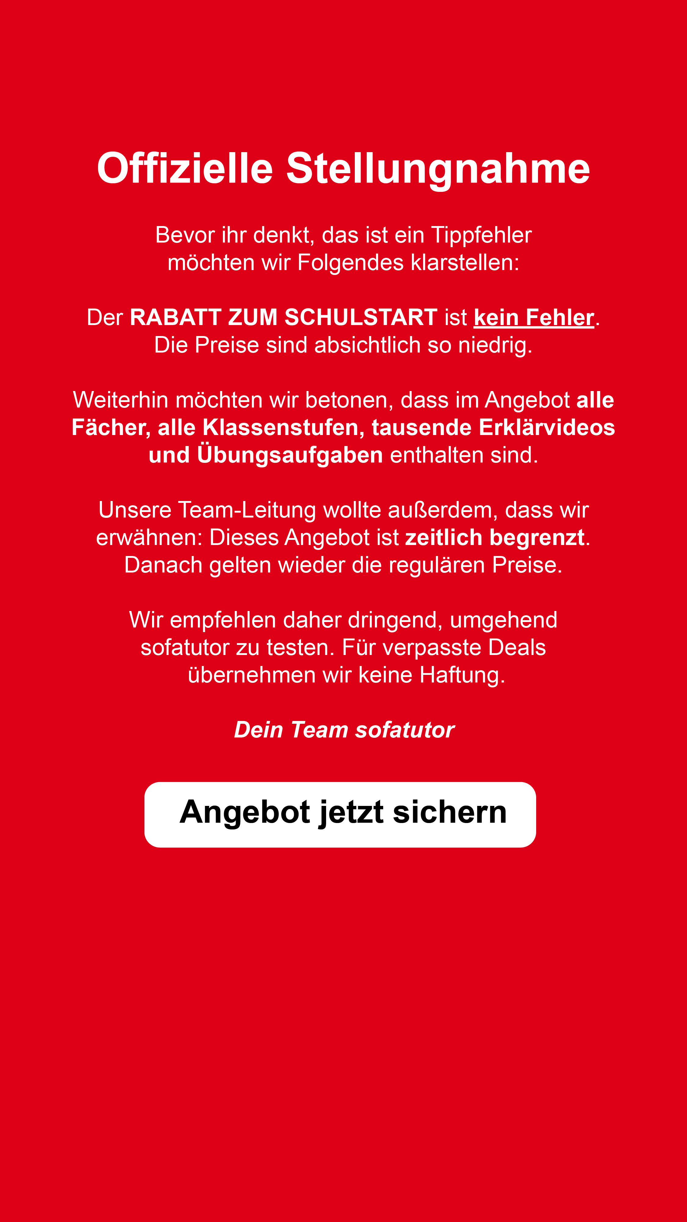 sofatutor Facebook ad: Besser vorbereitet auf Klassenarbeiten