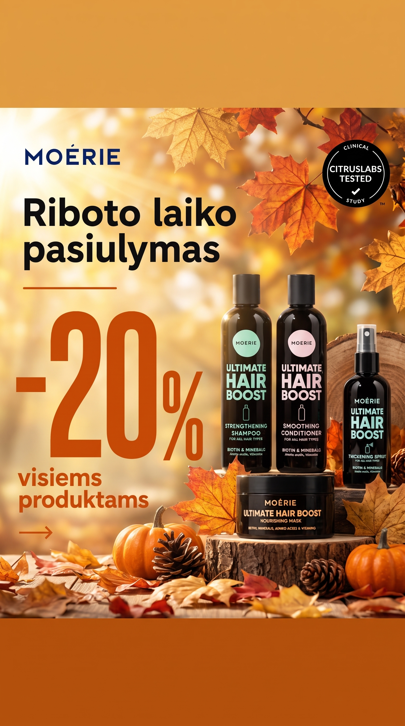 Moérie Beauty Facebook ad: -20% Visiems Produktams