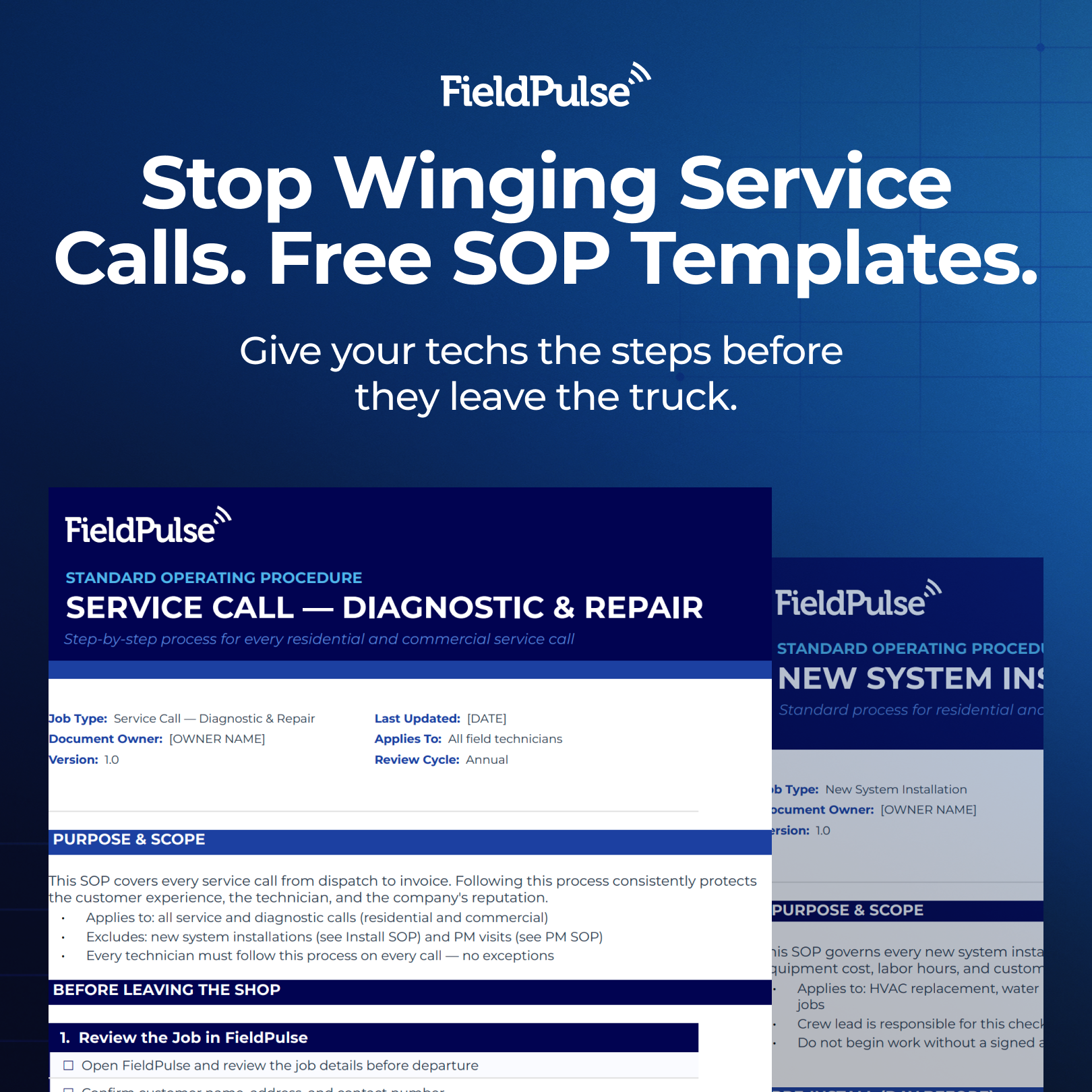 FieldPulse Facebook ad: Standardize Every Service Call