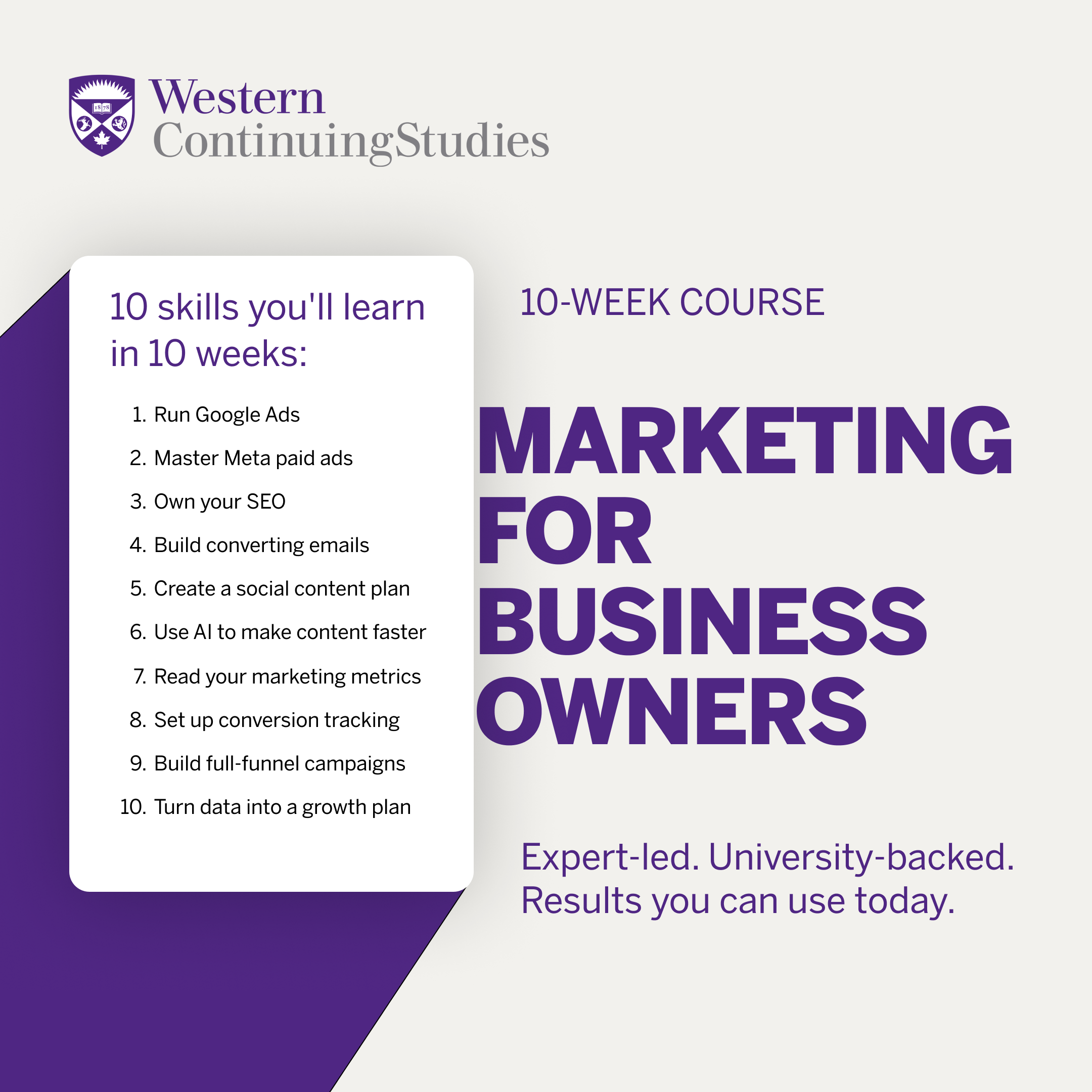Western Continuing Studies Facebook ad