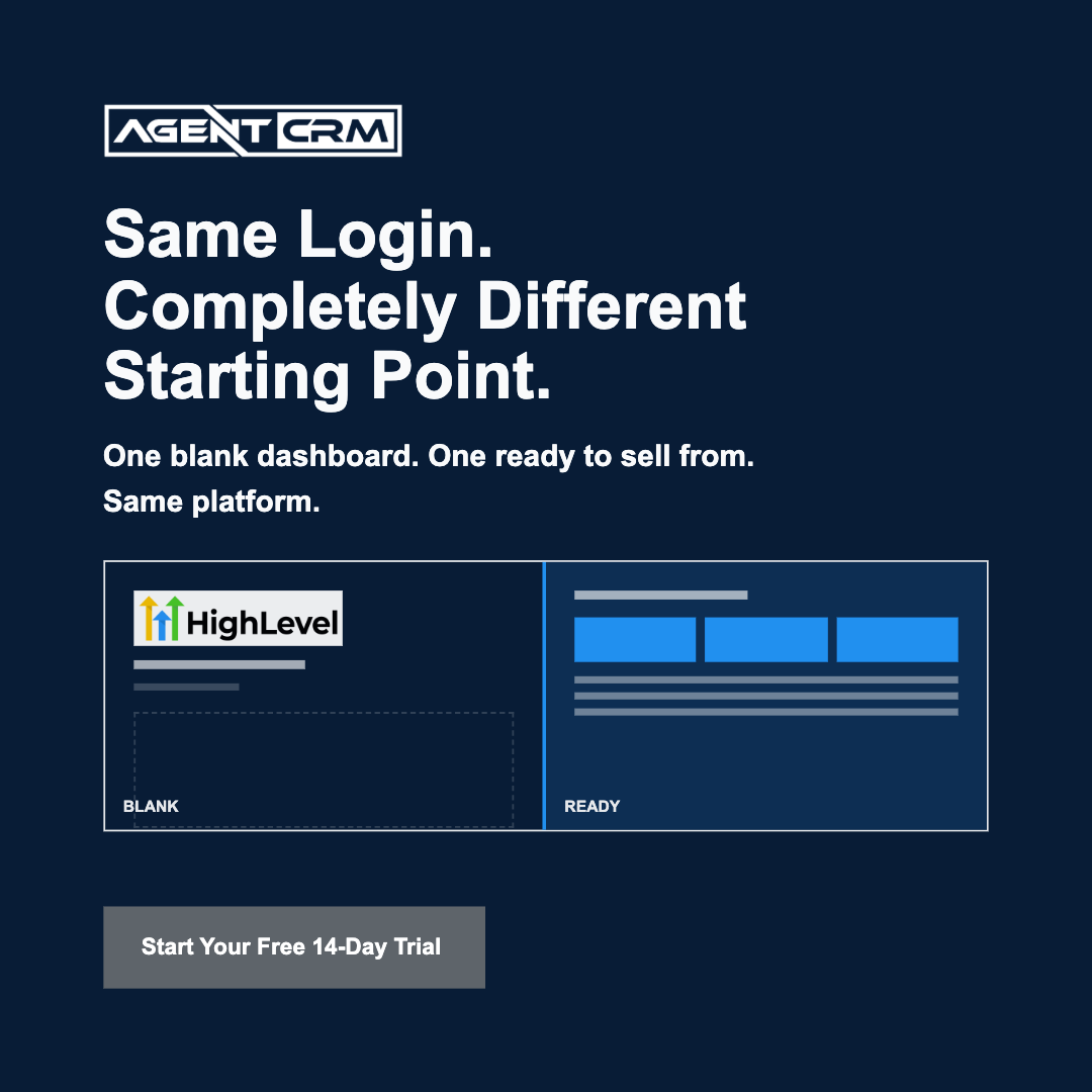Agent CRM: AI-Powered Sales+Marketing Software Facebook ad: Same Login. Different Starting Point.