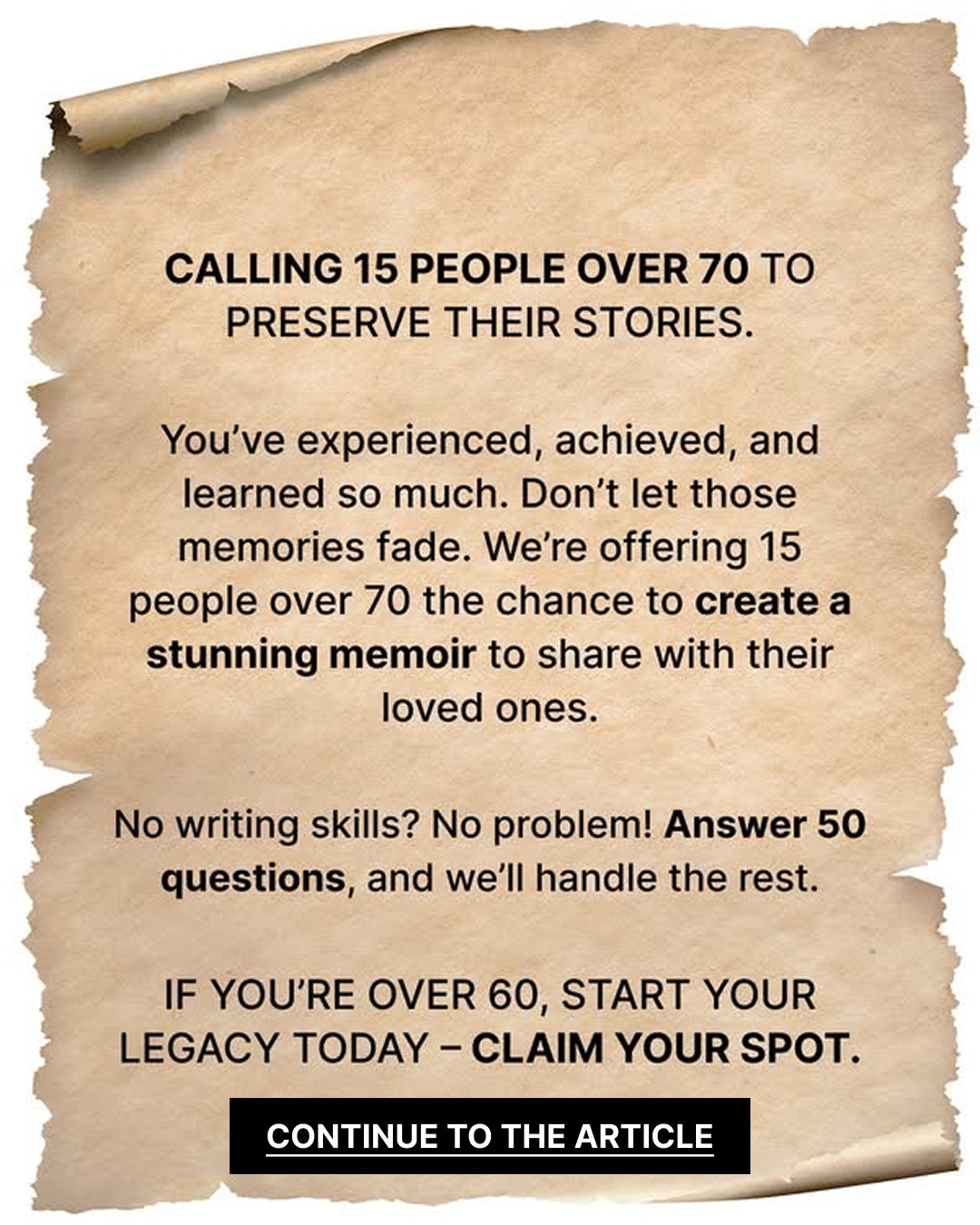 Memowrite Facebook ad