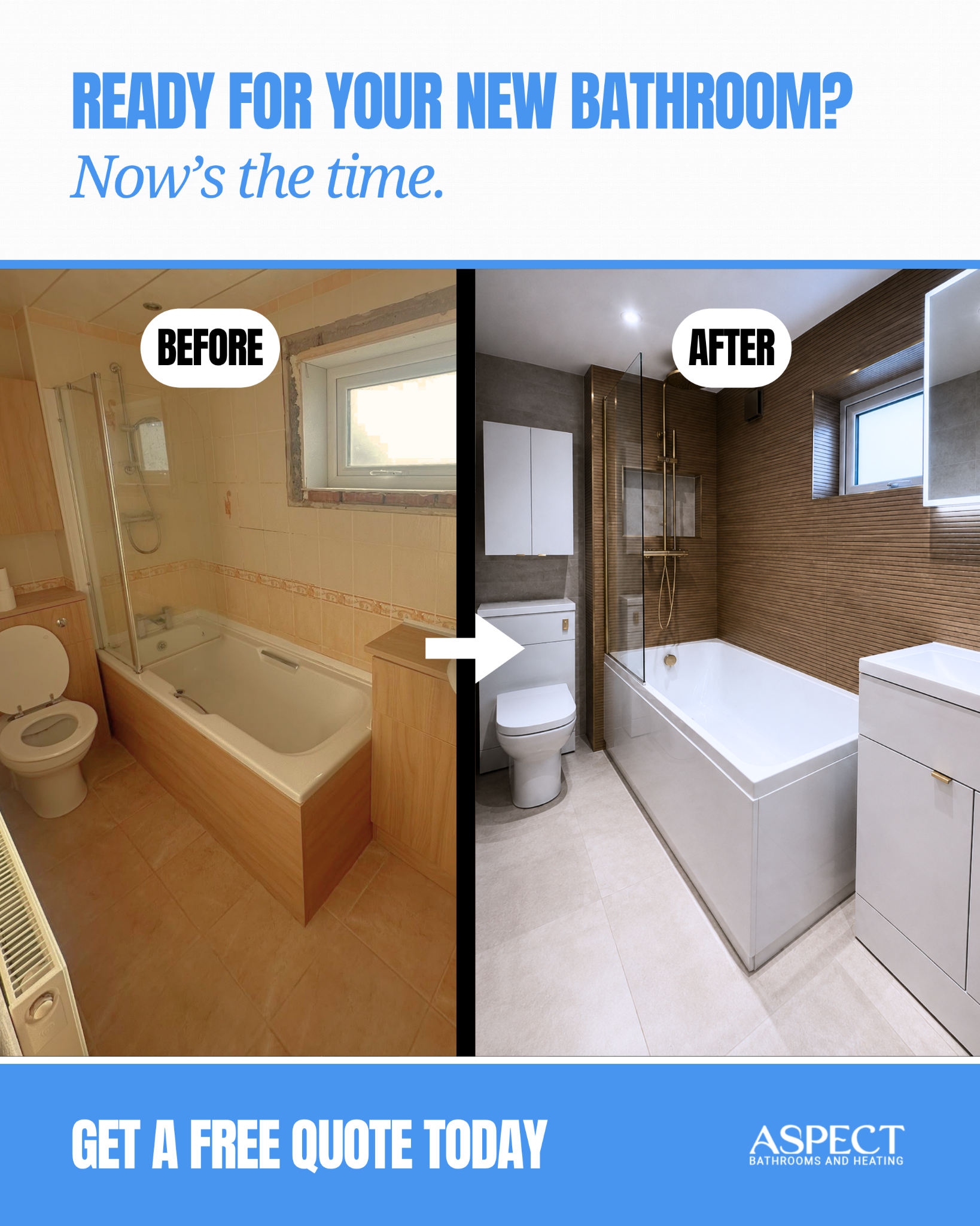Aspect bathrooms and heating ltd Facebook ad: Turn Your Bathroom Into A Spa