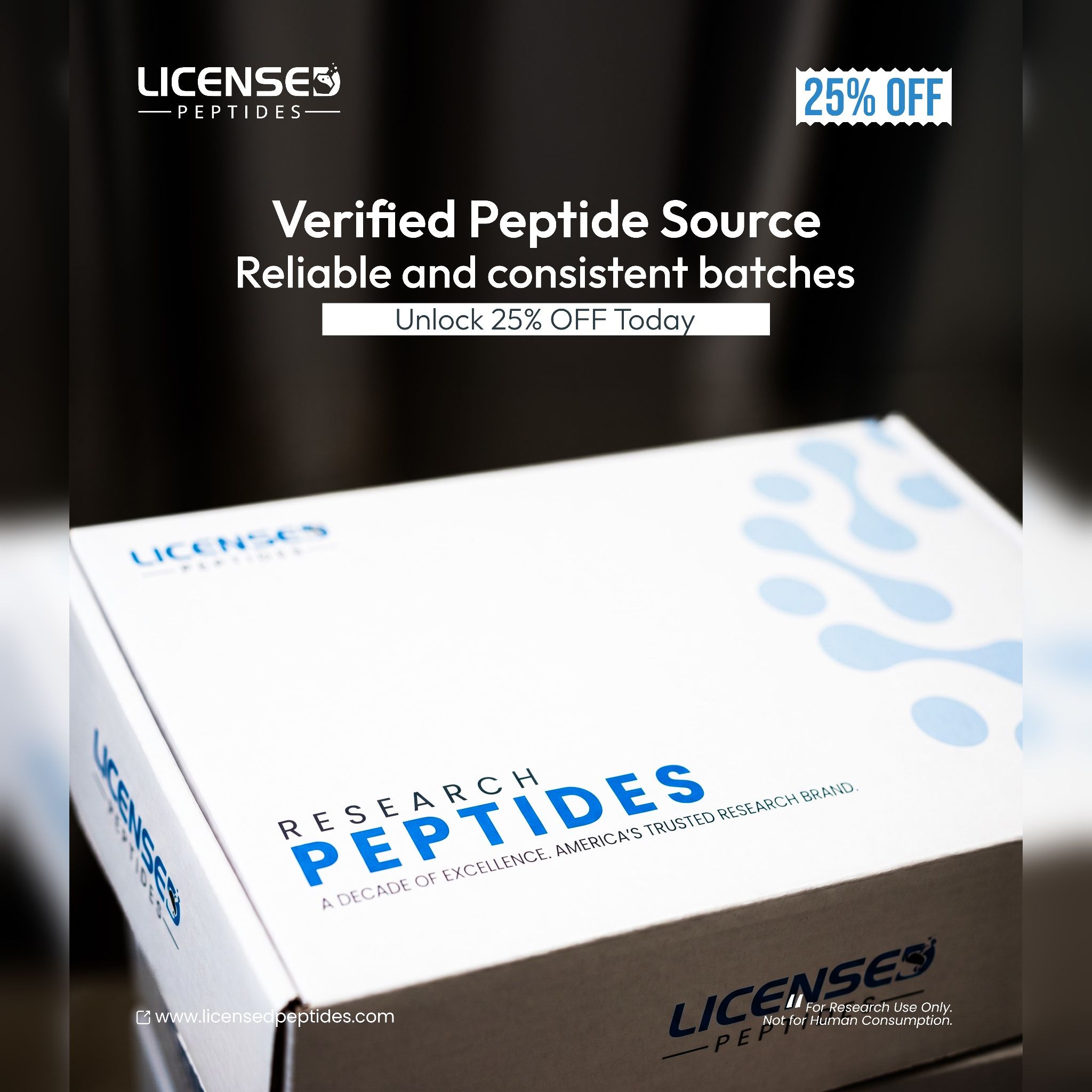 Licensed Peptides Research Facebook ad from May 9, 2026