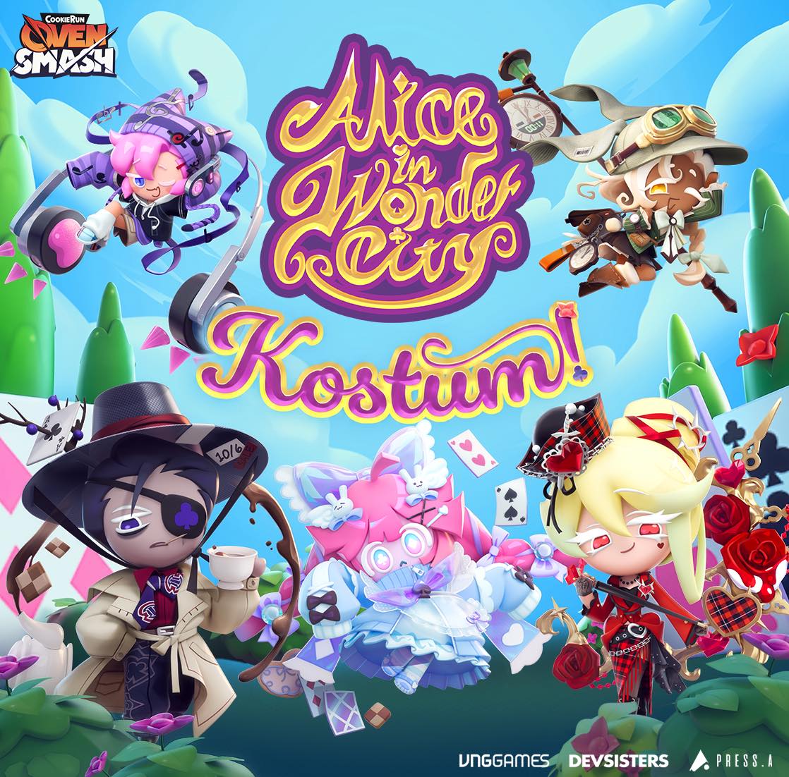 CookieRun: OvenSmash Facebook ad: Alice in WonderCity telah hadir di Platter City!