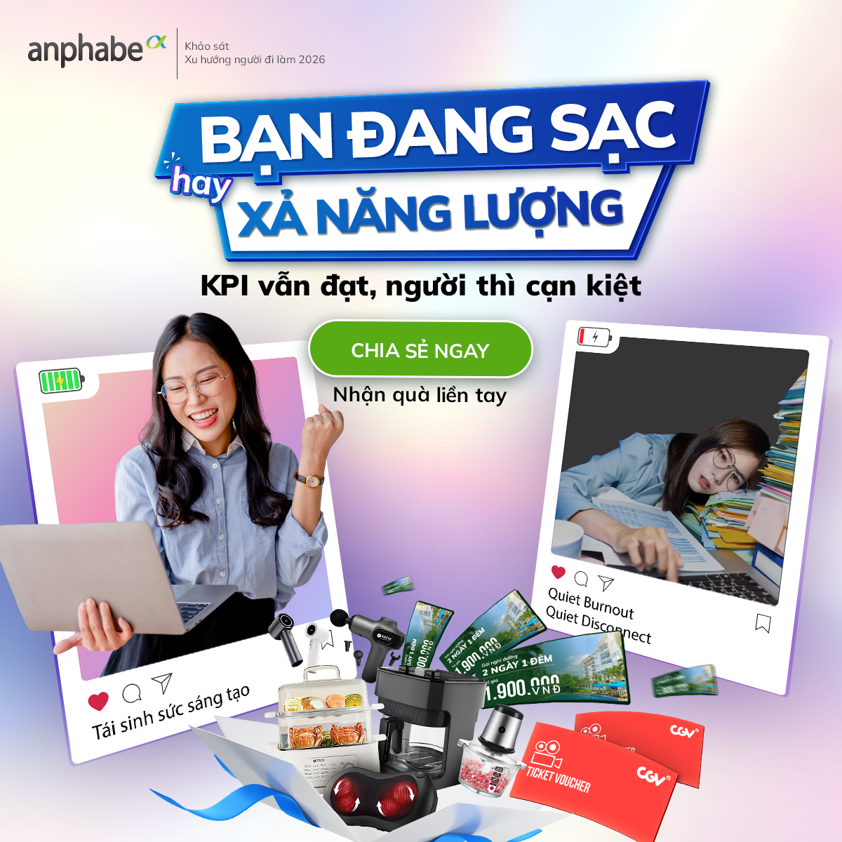 Anphabe Facebook ad: LÀM HẾT SỨC, KHẢO SÁT HẾT MÌNH …