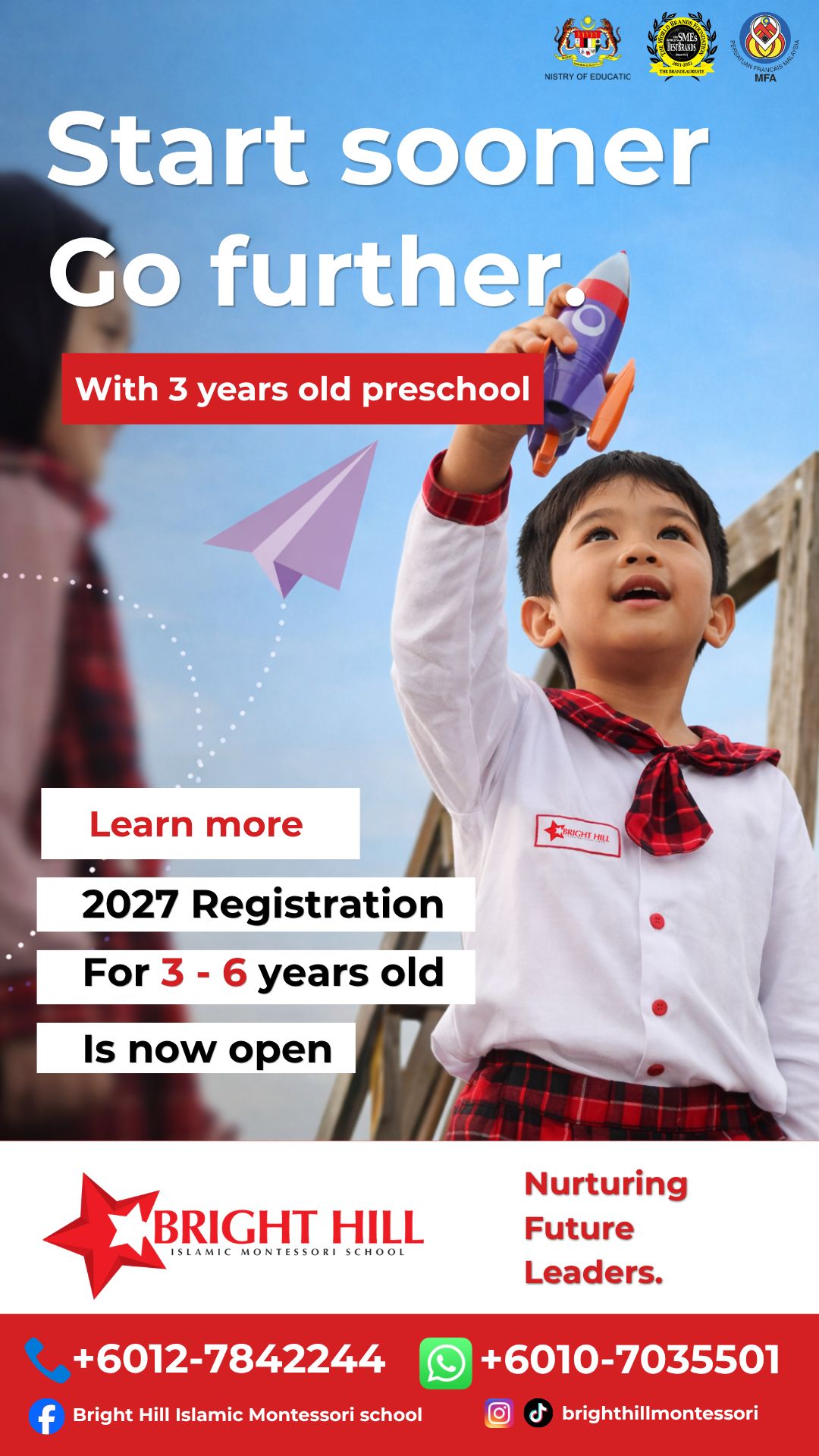 Bright Hill Islamic Montessori School Facebook ad: Start Sooner, Go Further