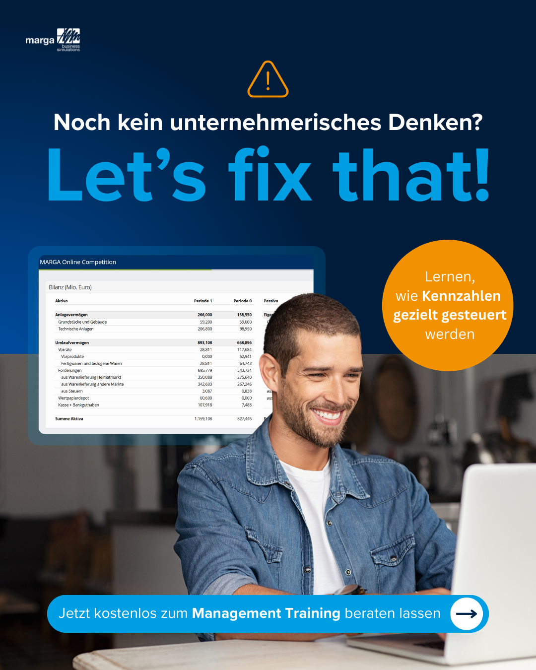 MARGA Business Simulations GmbH Facebook ad from Jan 30, 2026